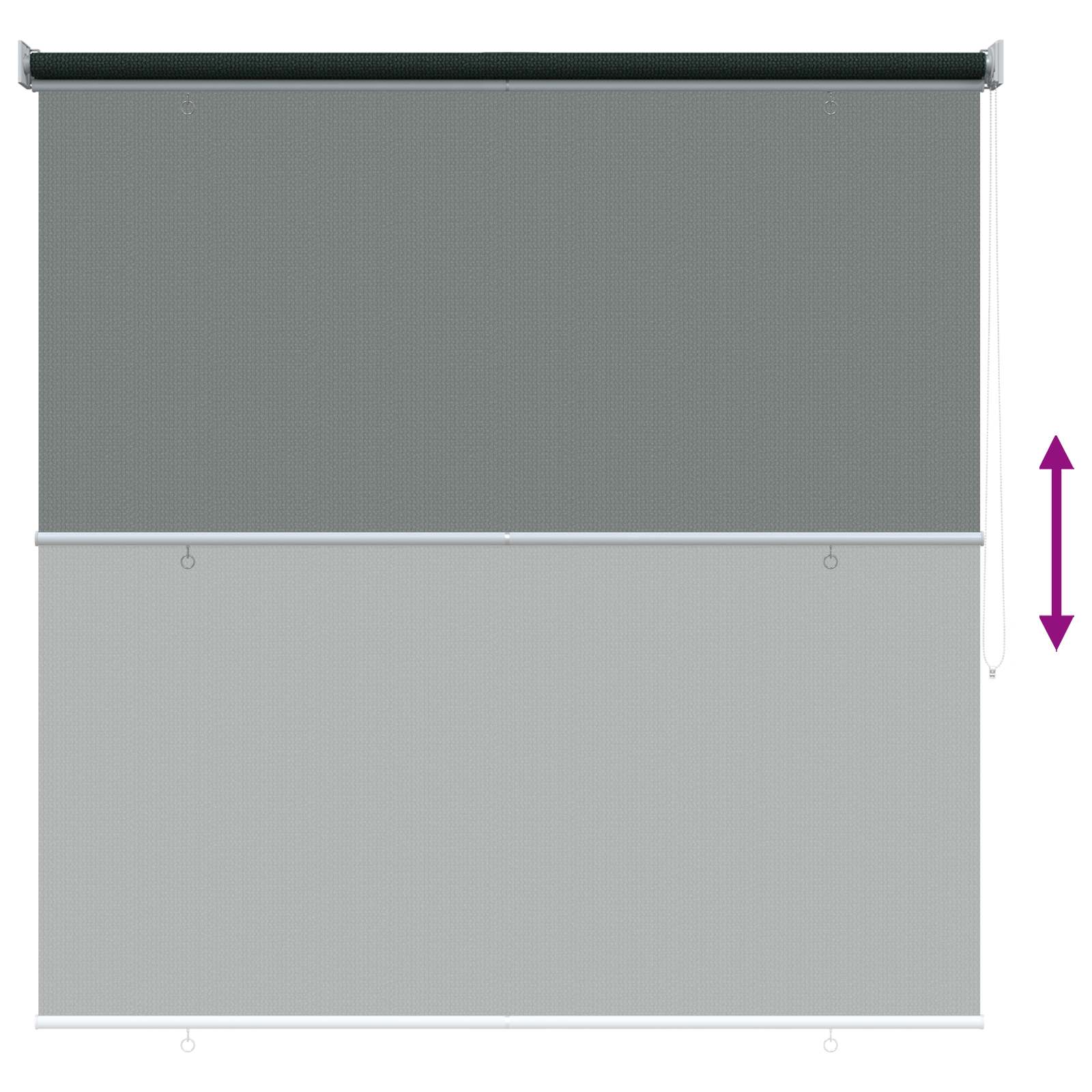 Lauko roletai 90% UV blokavimui Tamsiai žalia 160 x 140 cm HDPE