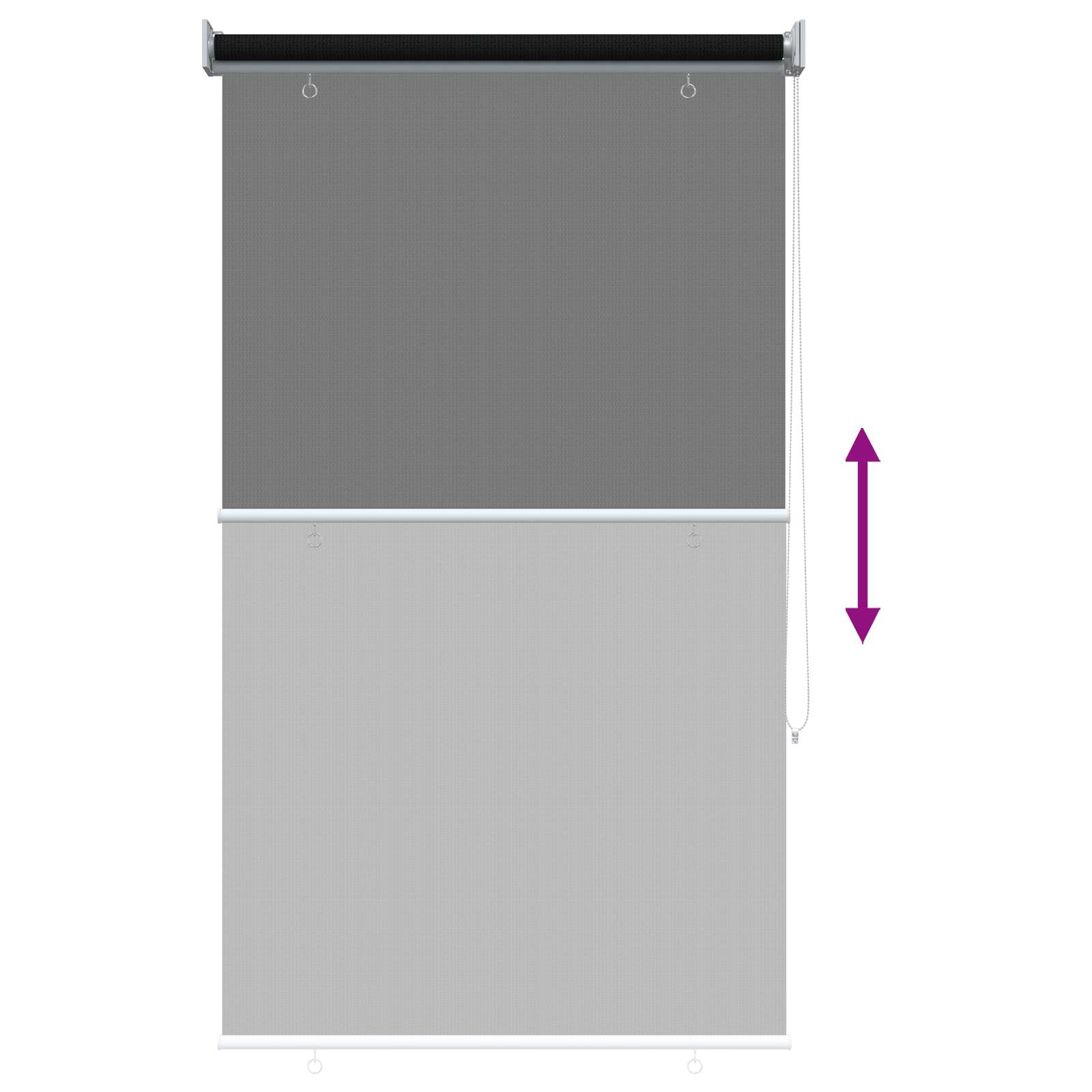 Lauko roletai 90% UV blokavimui Juoda 80 x 140 cm HDPE