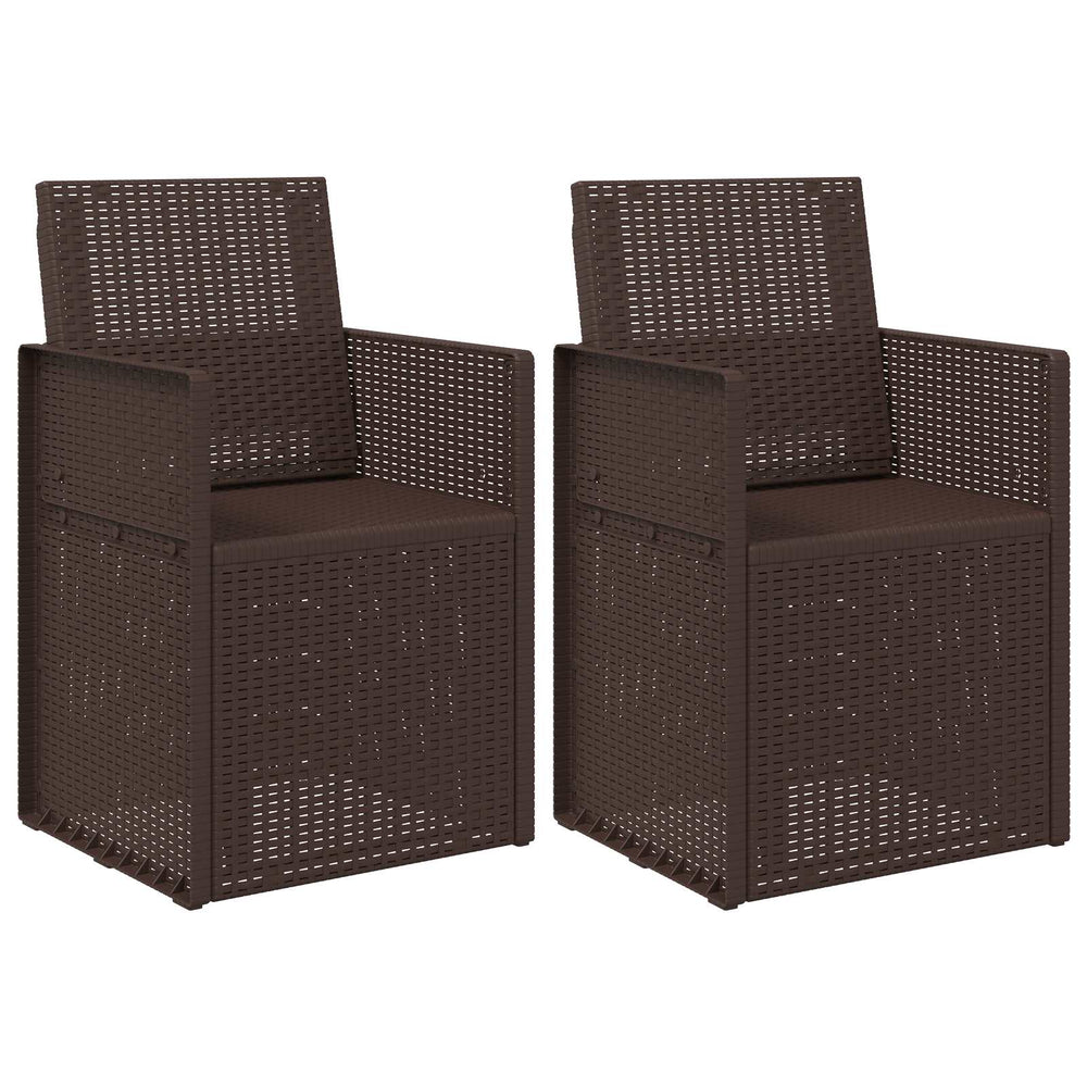 Sodo Valgomojo Kėdės 2 pcs Ruda PP