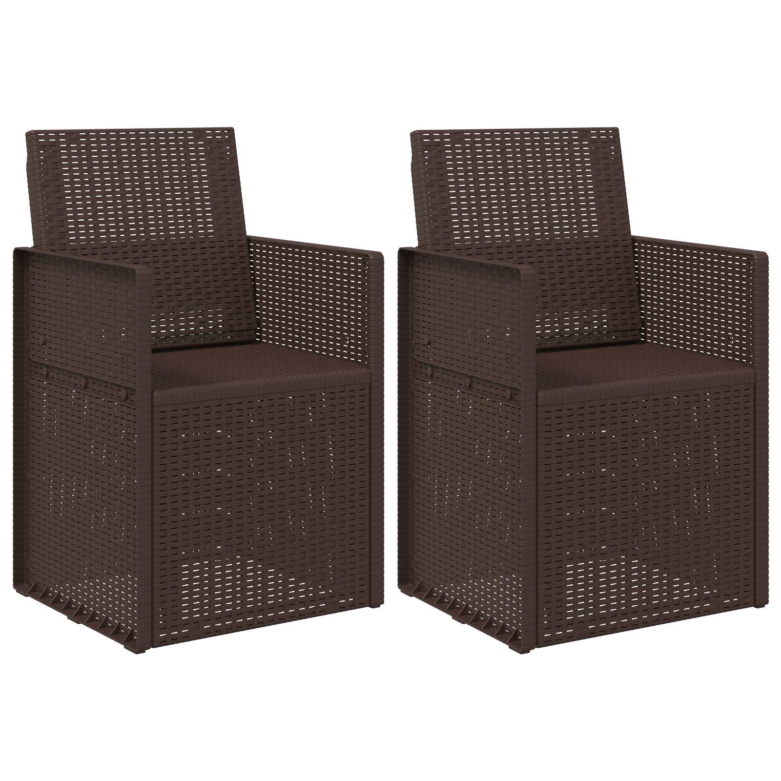 Sodo Valgomojo Kėdės 2 pcs Ruda PP
