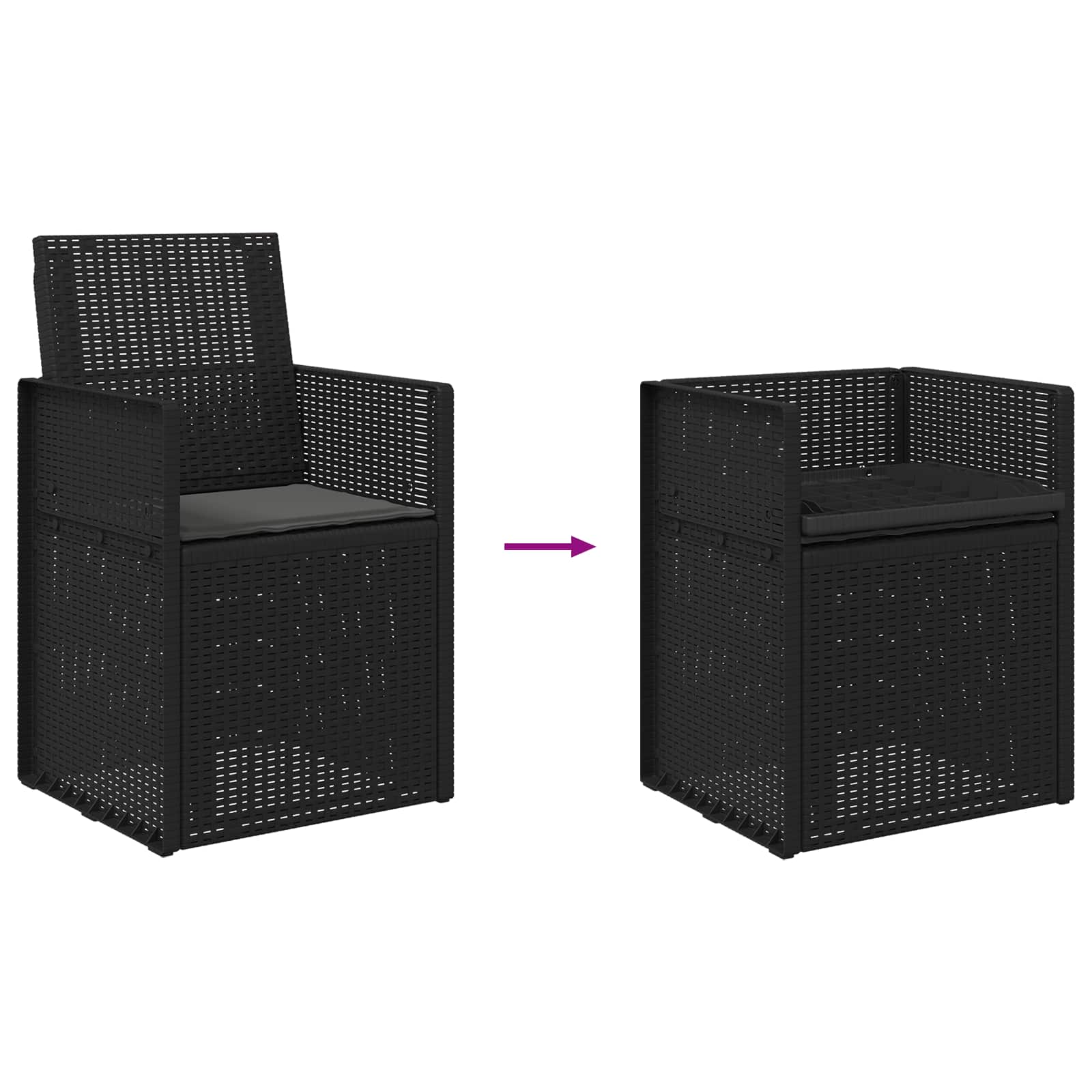 Sodo Valgomojo Kėdės 2 pcs Antracito PP