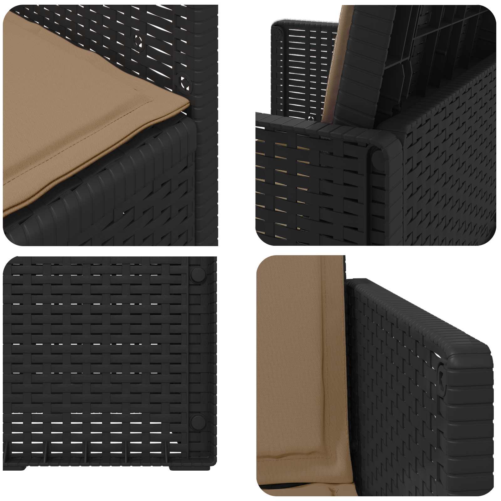 Sodo Valgomojo Kėdės 2 pcs Antracito ir taupe PP