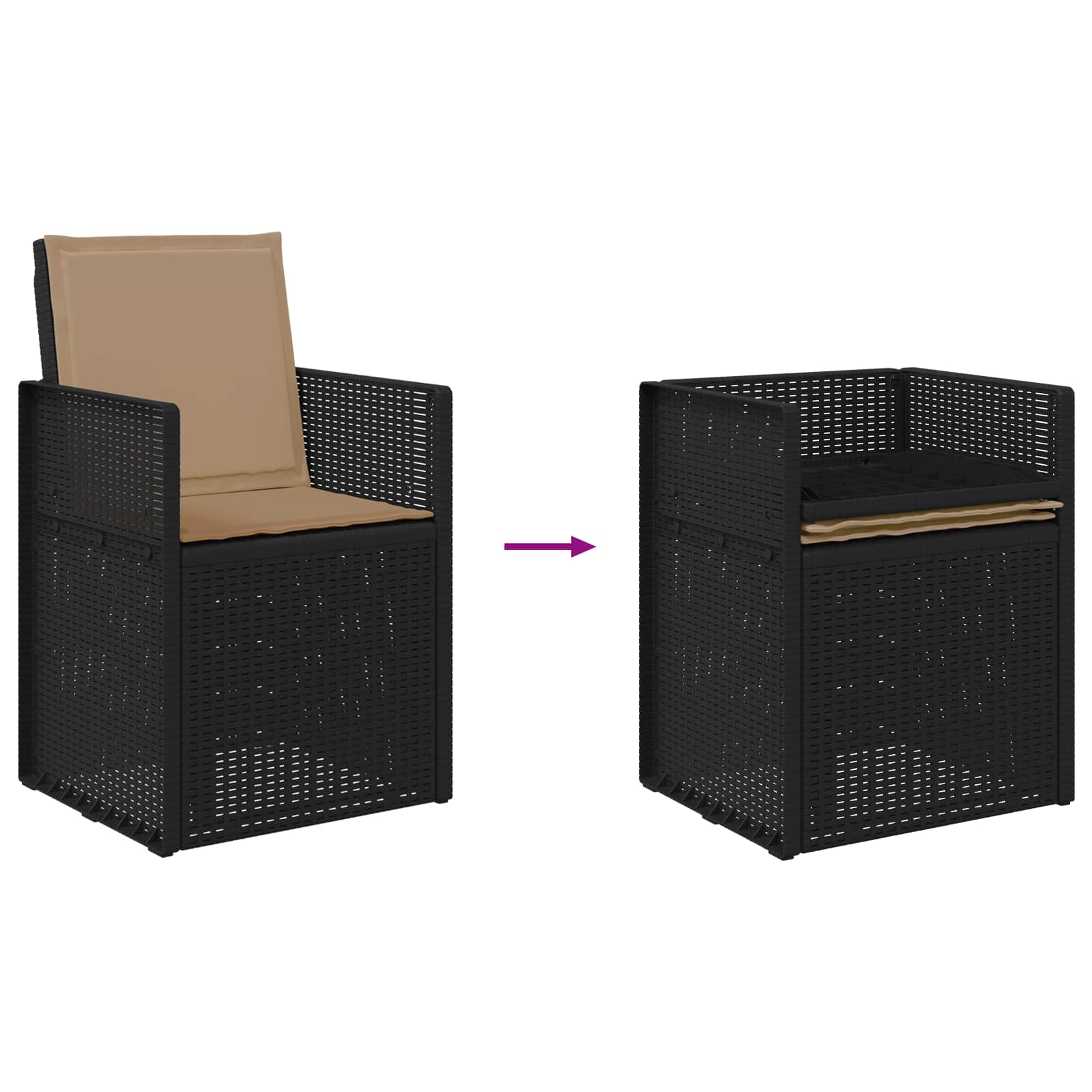 Sodo Valgomojo Kėdės 2 pcs Antracito ir taupe PP