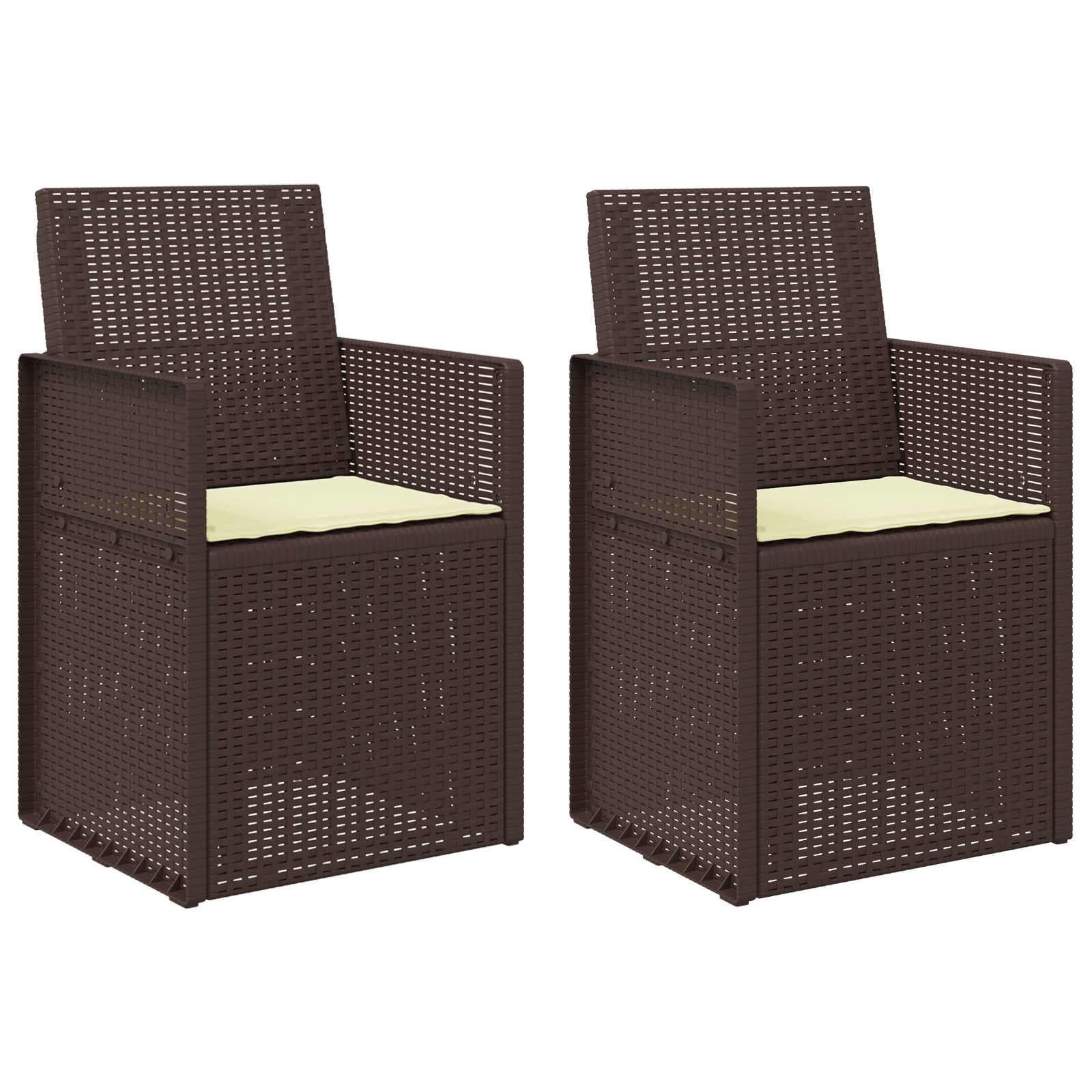 Sodo Valgomojo Kėdės 2 pcs Ruda ir kreminė PP