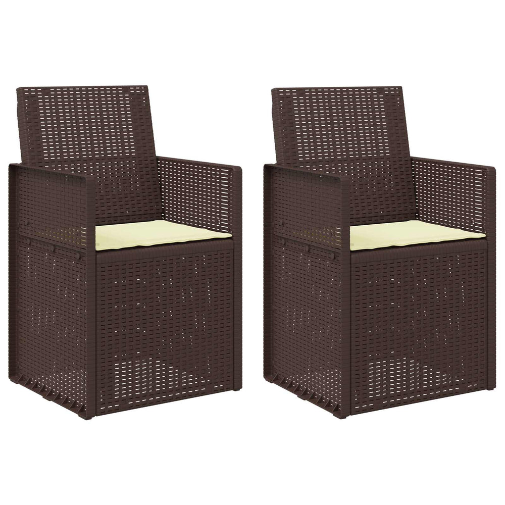 Sodo Valgomojo Kėdės 2 pcs Ruda ir kreminė PP