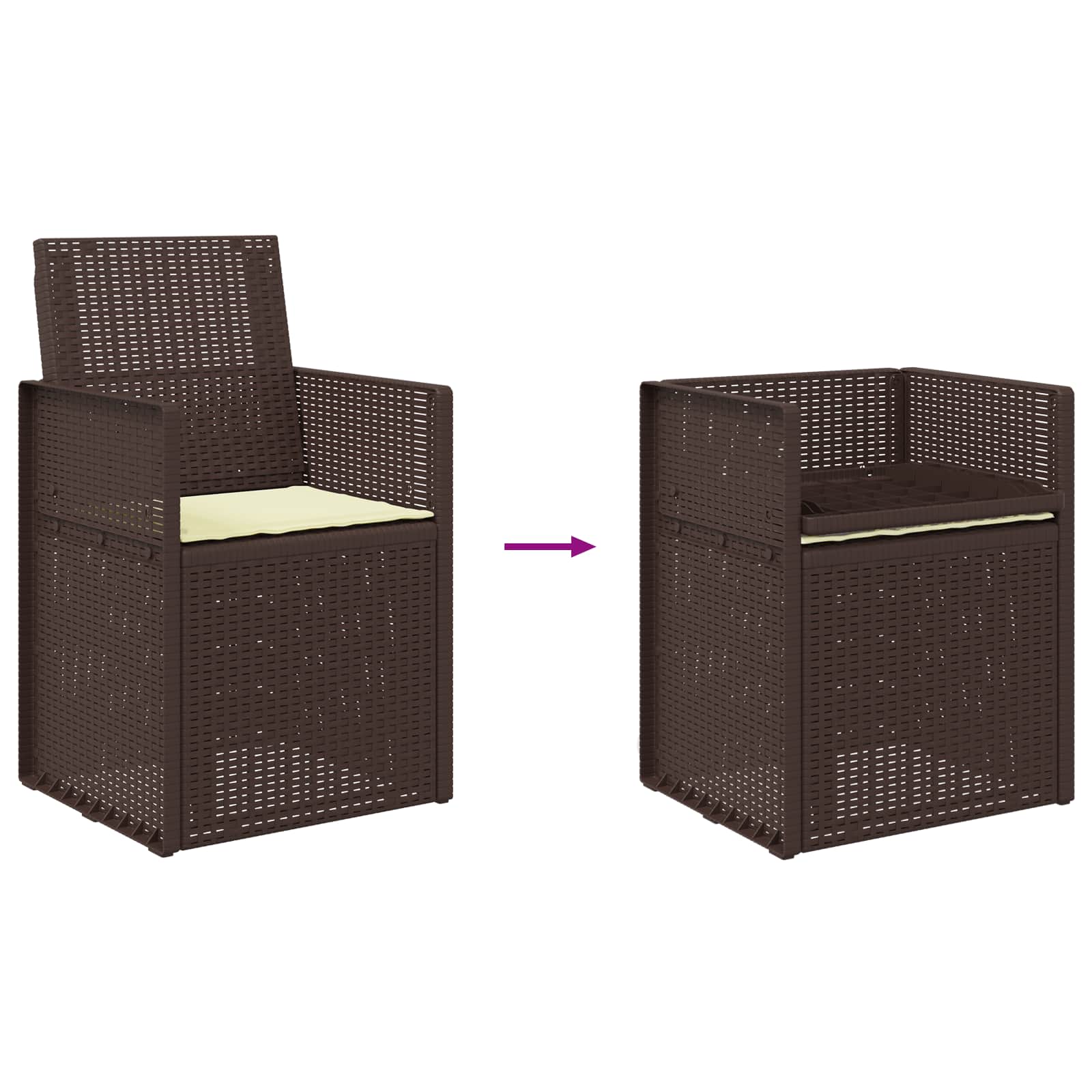 Sodo Valgomojo Kėdės 2 pcs Ruda ir kreminė PP