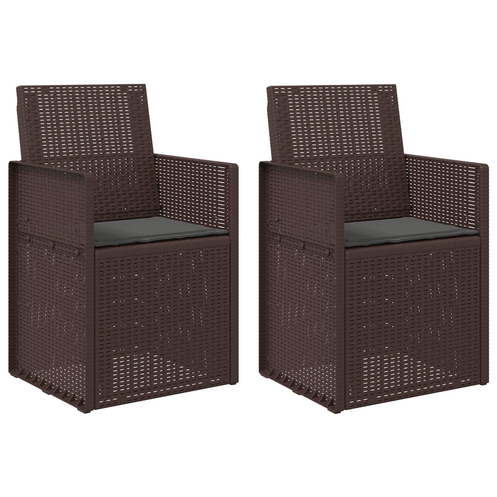 Sodo Valgomojo Kėdės 2 pcs Ruda ir antracito PP