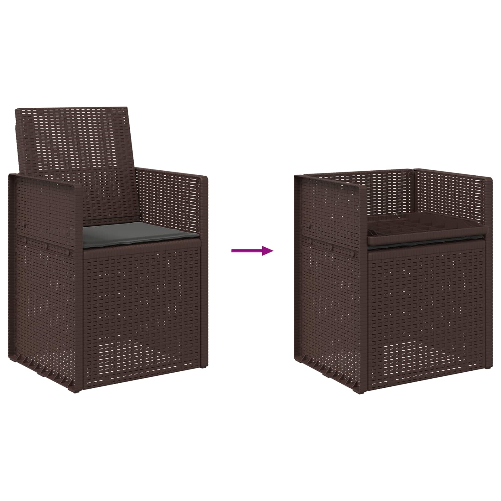 Sodo Valgomojo Kėdės 2 pcs Ruda ir antracito PP