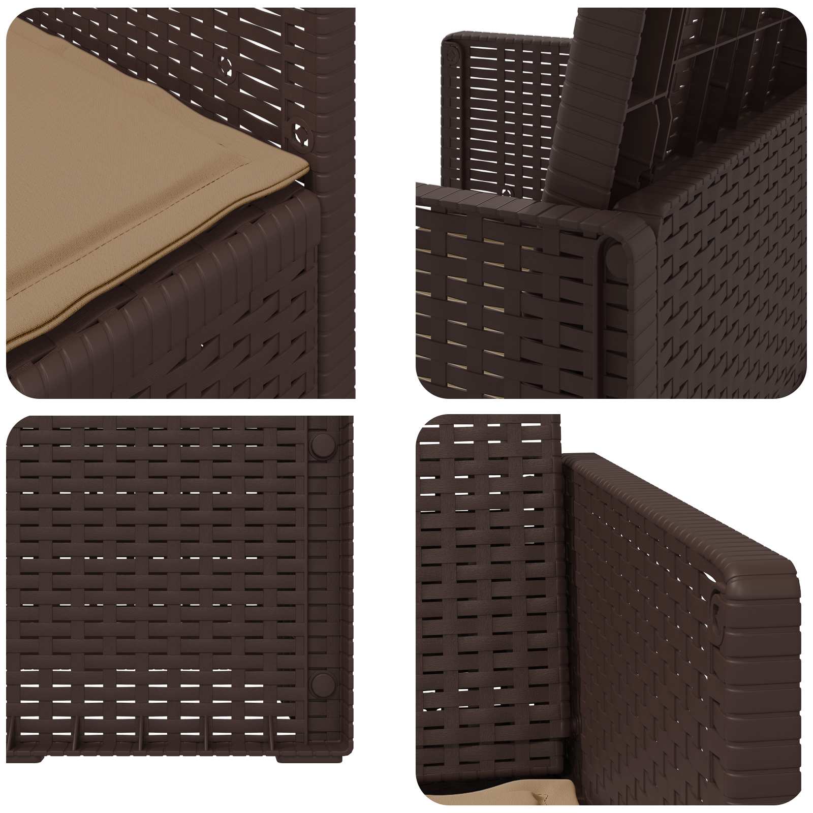 Sodo Valgomojo Kėdės 2 pcs Ruda ir taupe PP