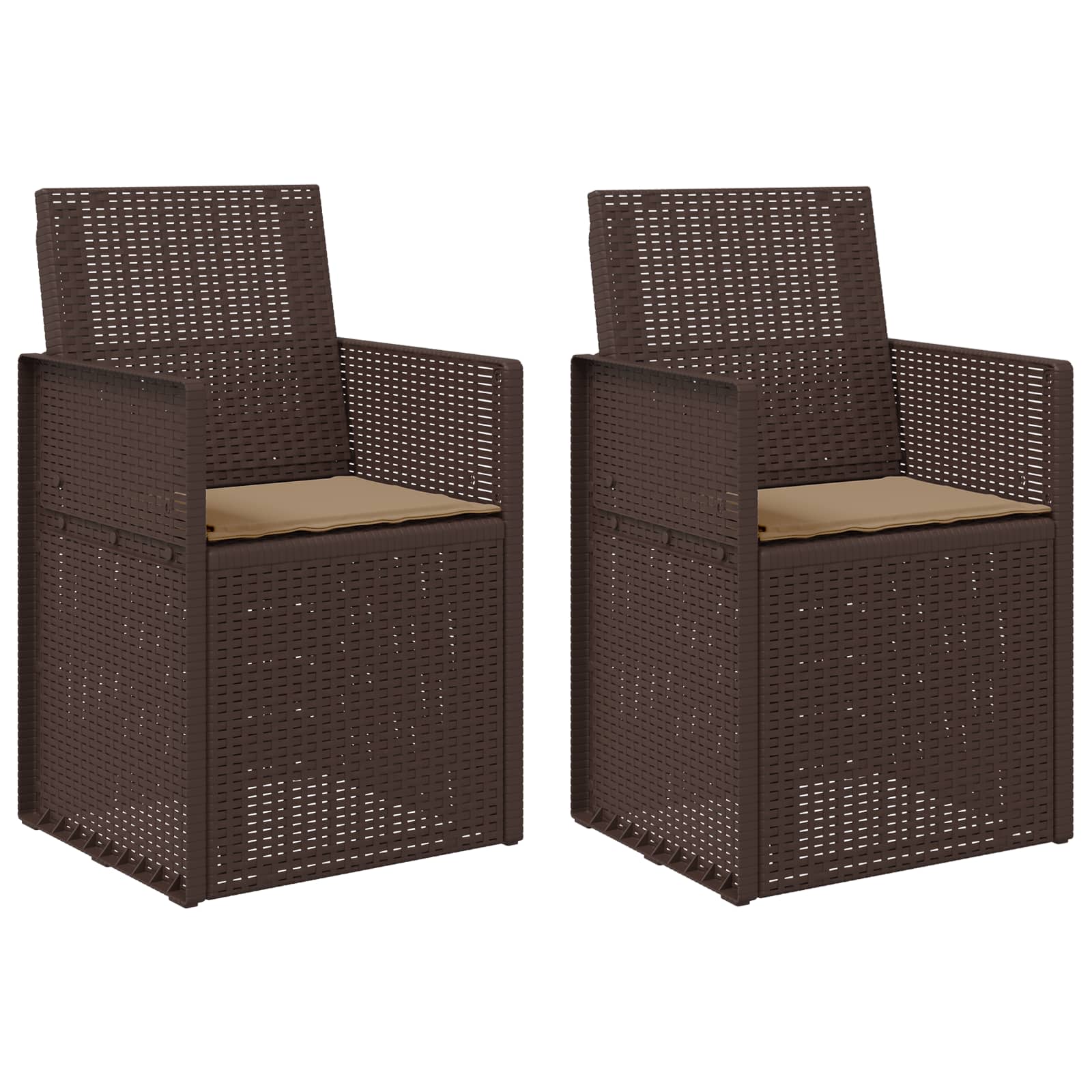 Sodo Valgomojo Kėdės 2 pcs Ruda ir taupe PP