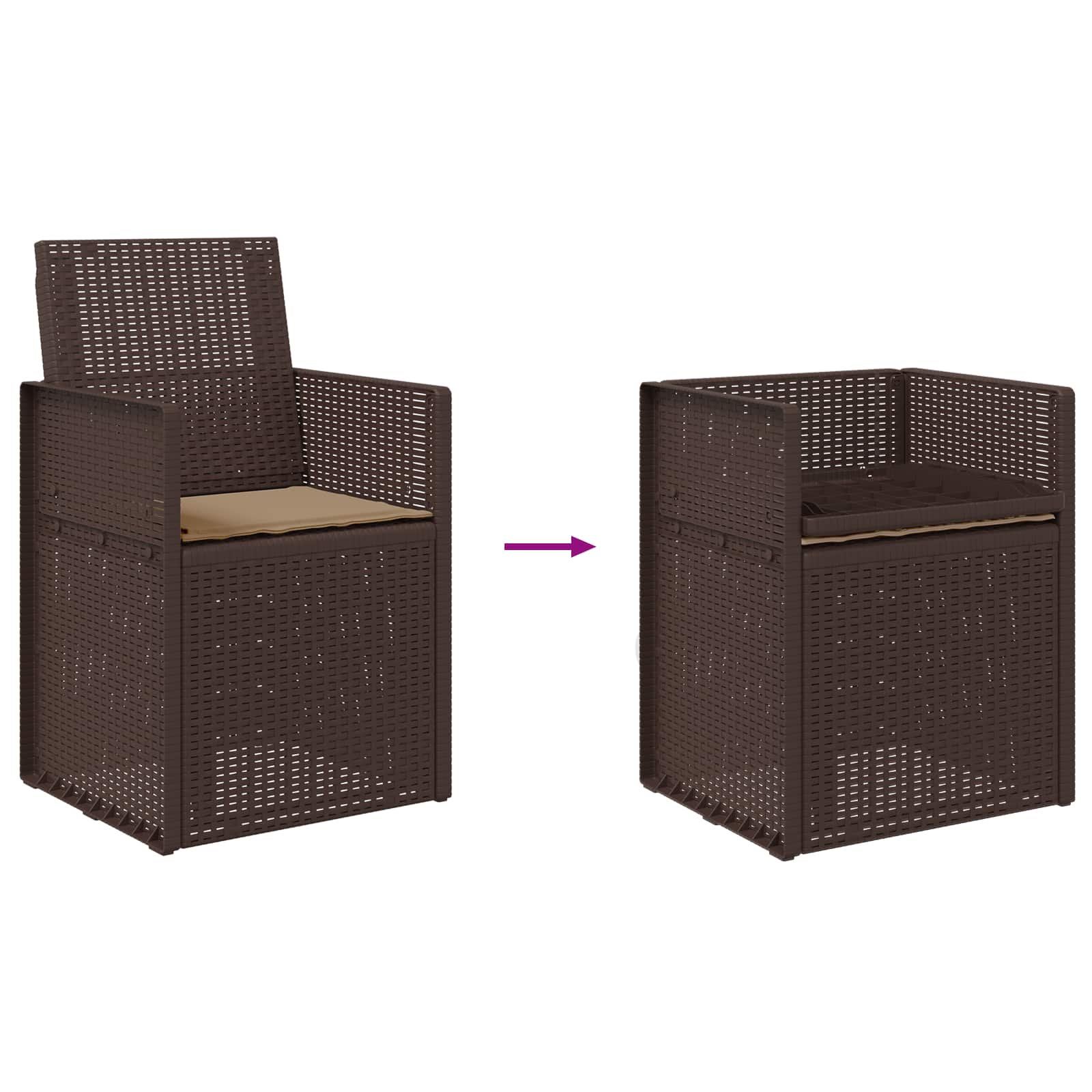 Sodo Valgomojo Kėdės 2 pcs Ruda ir taupe PP