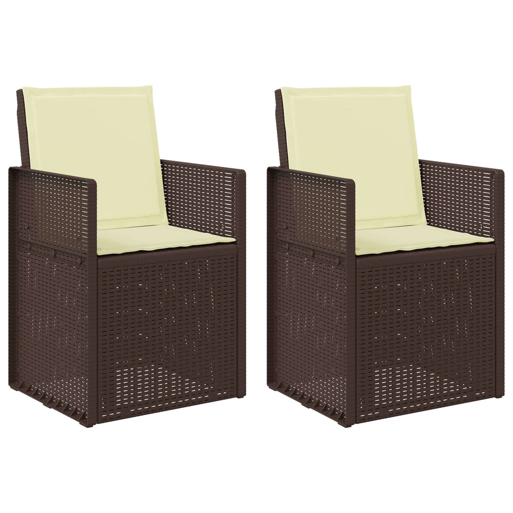 Sodo Valgomojo Kėdės 2 pcs Ruda ir kreminė PP
