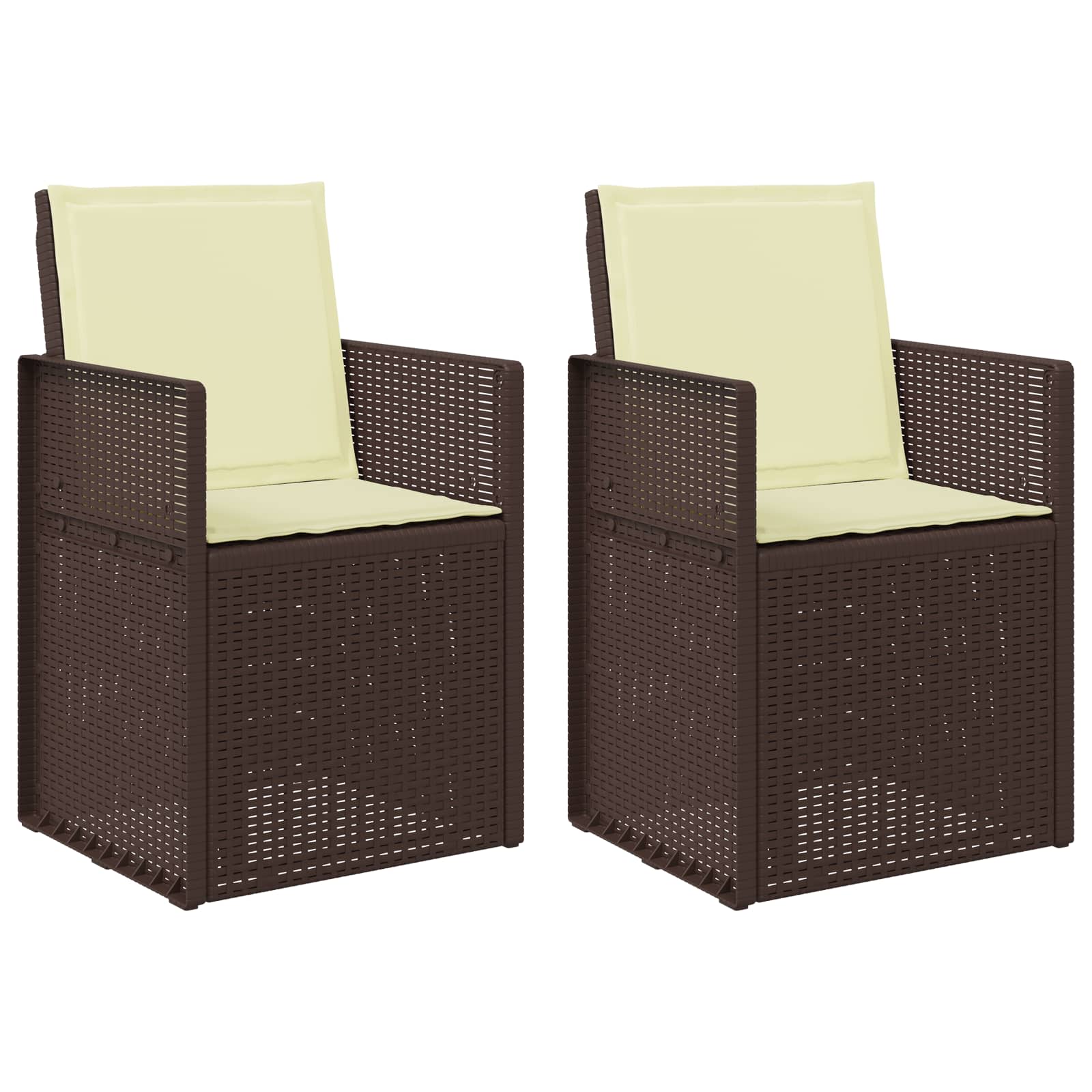 Sodo Valgomojo Kėdės 2 pcs Ruda ir kreminė PP