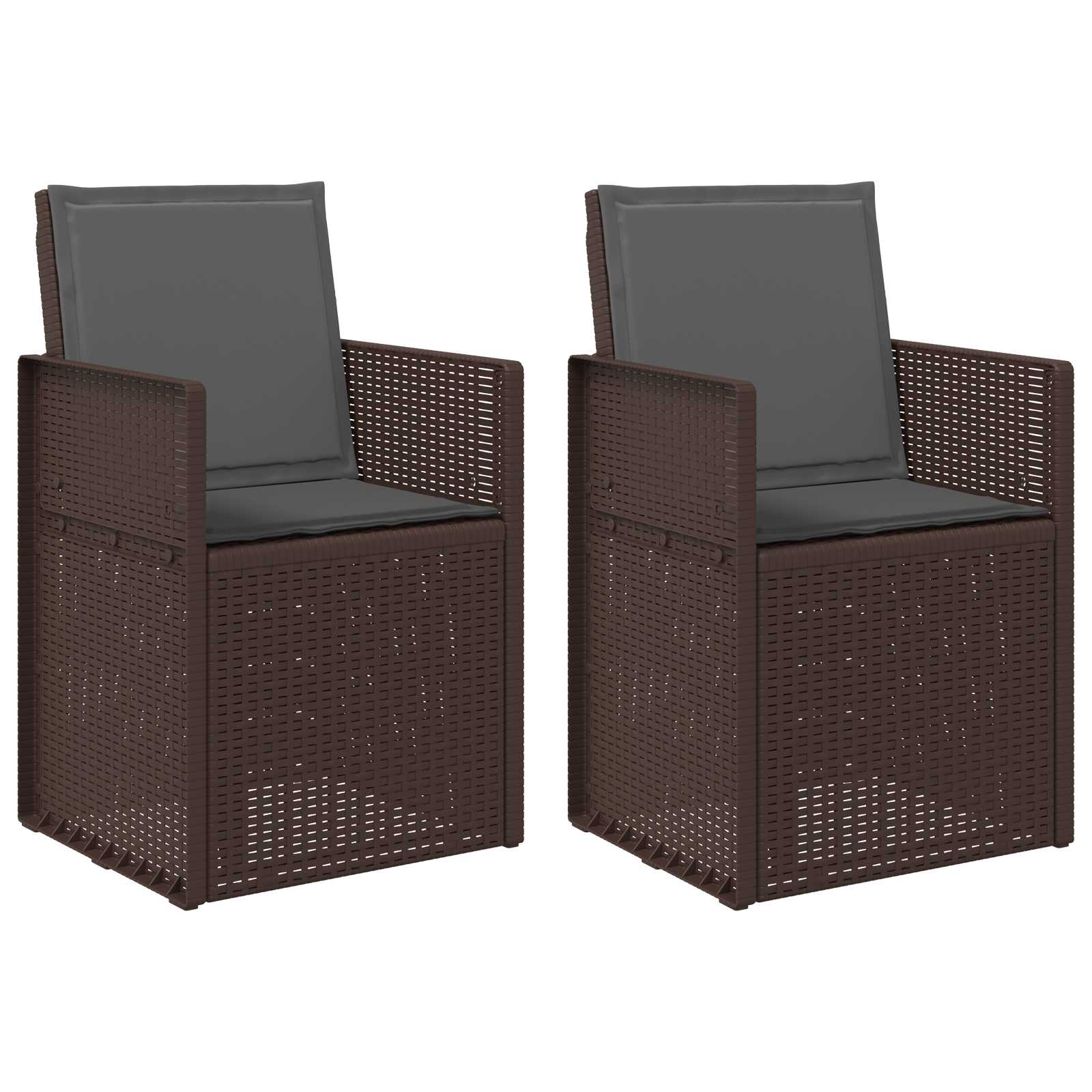 Sodo Valgomojo Kėdės 2 pcs Ruda ir antracito PP