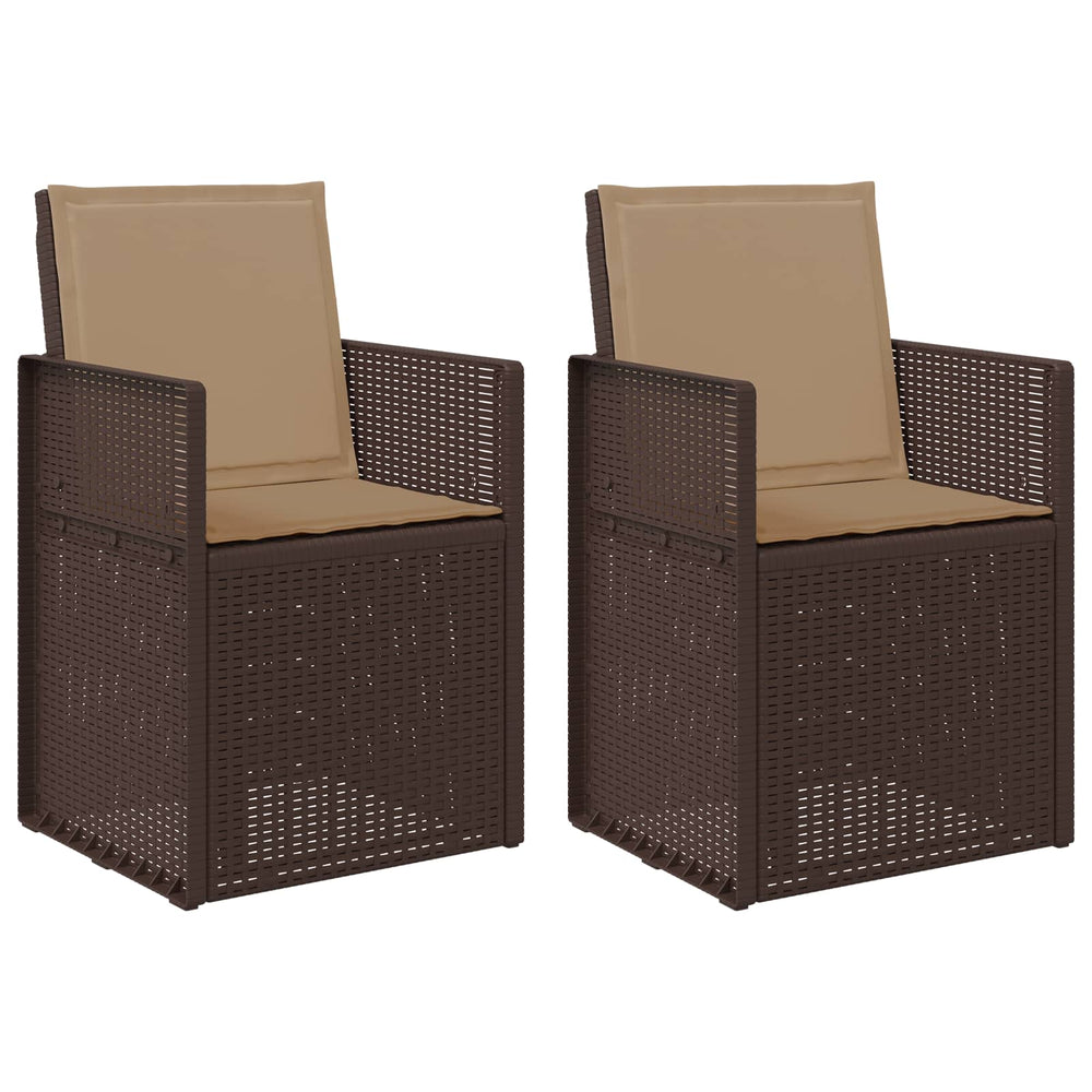 Sodo Valgomojo Kėdės 2 pcs Ruda ir taupe PP