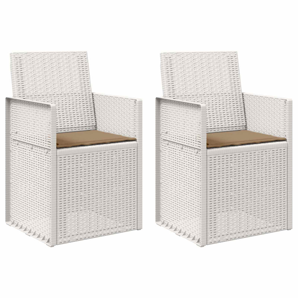 Sodo Valgomojo Kėdės 2 pcs Balta ir taupe PP
