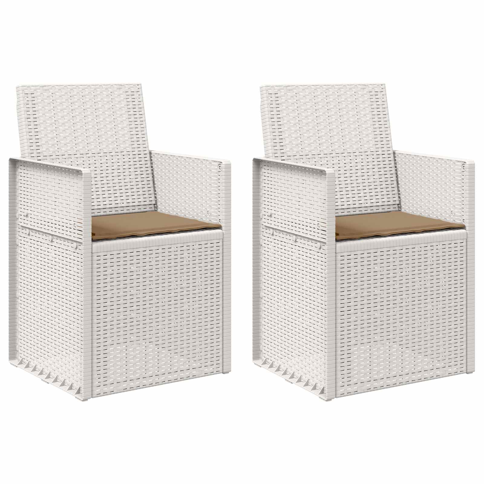 Sodo Valgomojo Kėdės 2 pcs Balta ir taupe PP