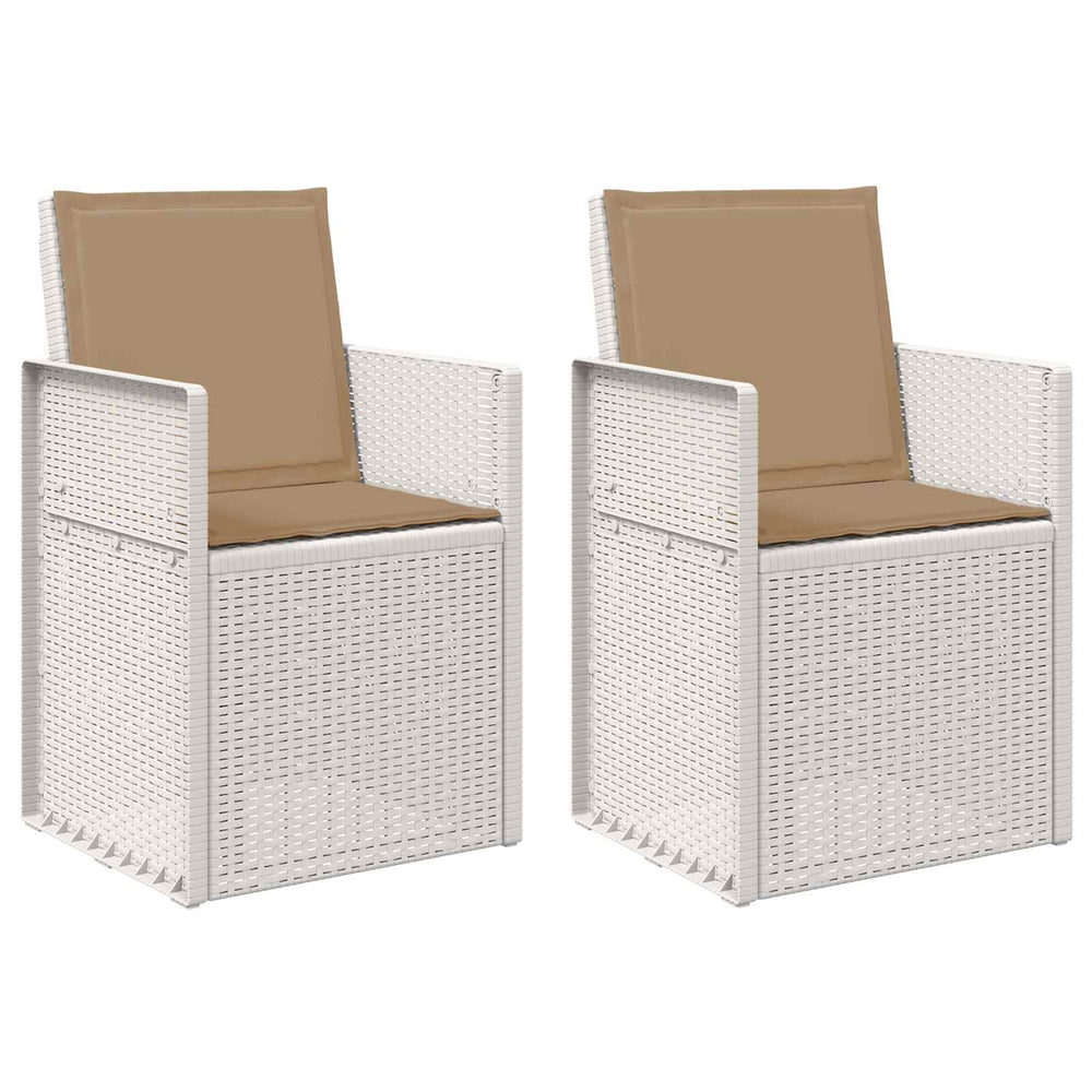 Sodo Valgomojo Kėdės 2 pcs Balta ir taupe PP