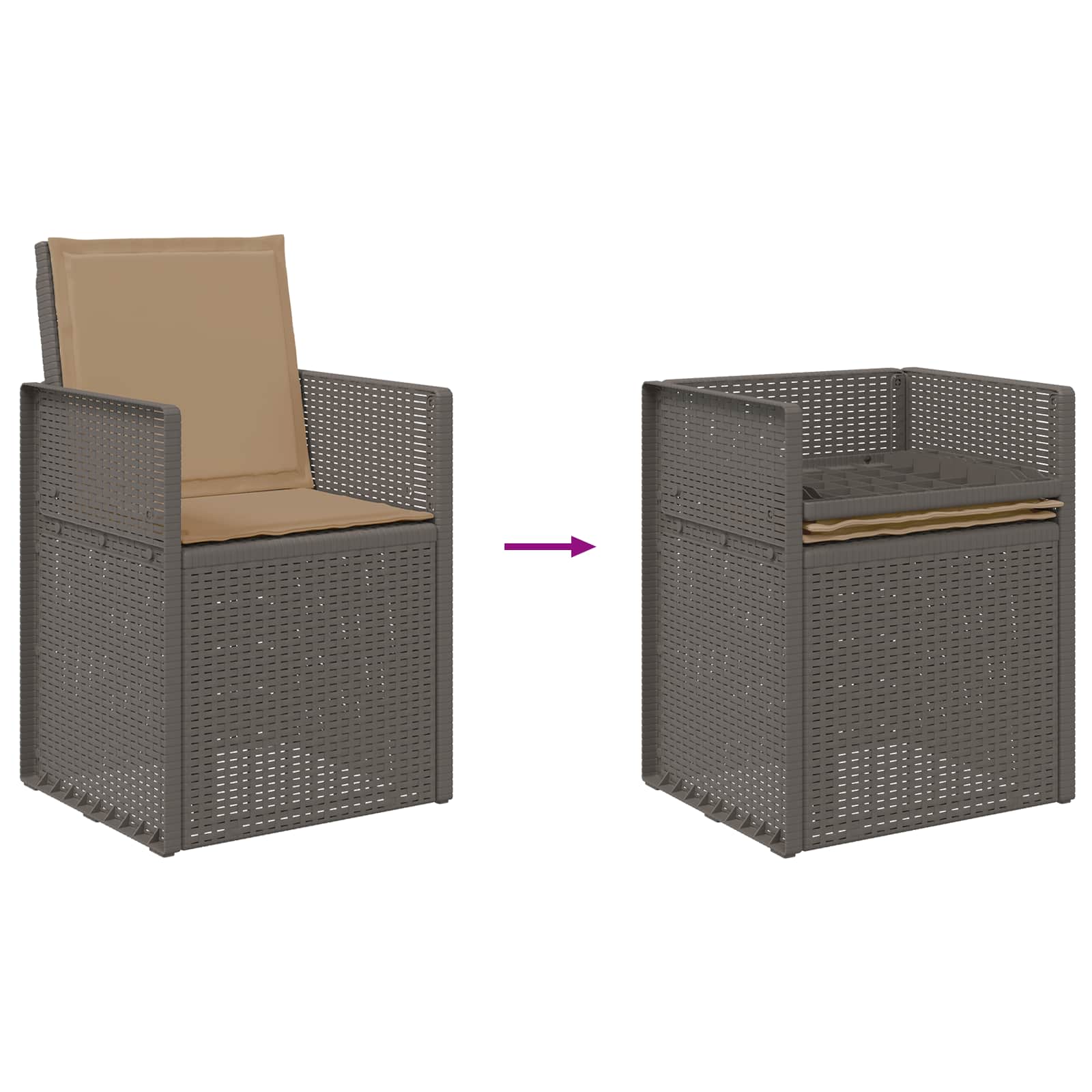 Sodo Valgomojo Kėdės 2 pcs Šviesiai pilka, Taupe PP
