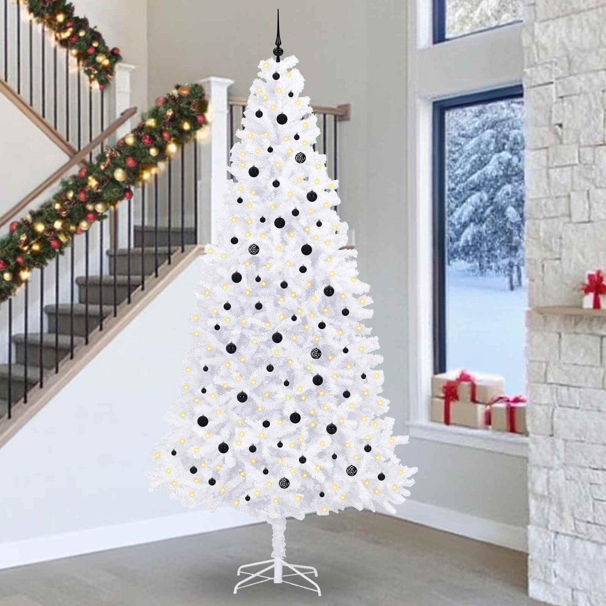 Dirbtinė Kalėdų eglutė su 300 LED Balta 300 cm PVC ir Plienas