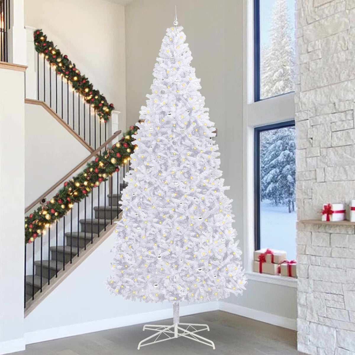 Dirbtinė Kalėdų eglutė su 300 LED Balta 400 cm PVC ir Plienas