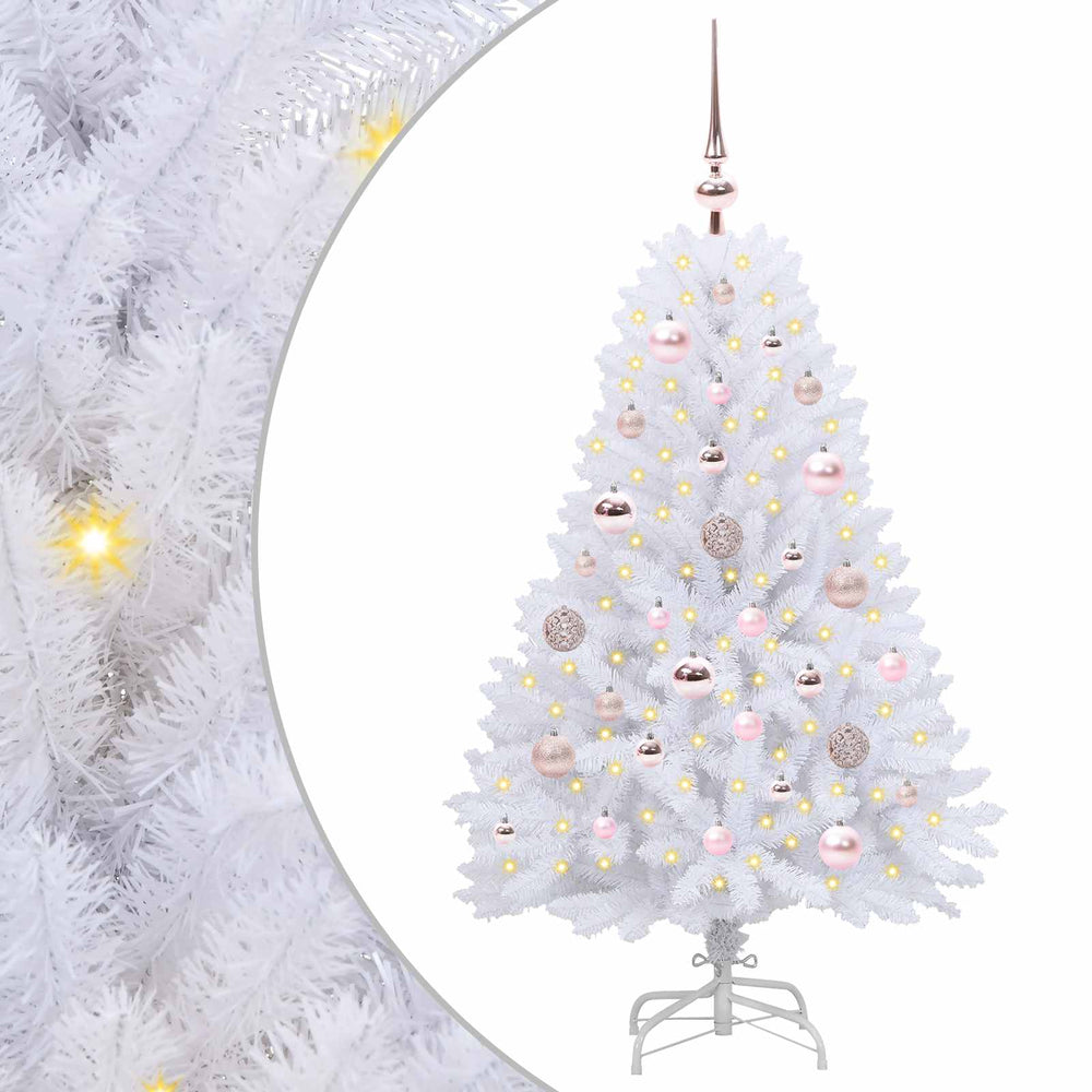 Dirbtinė Sulankstoma Kalėdų Eglutė Balta 120 cm PVC ir plienas