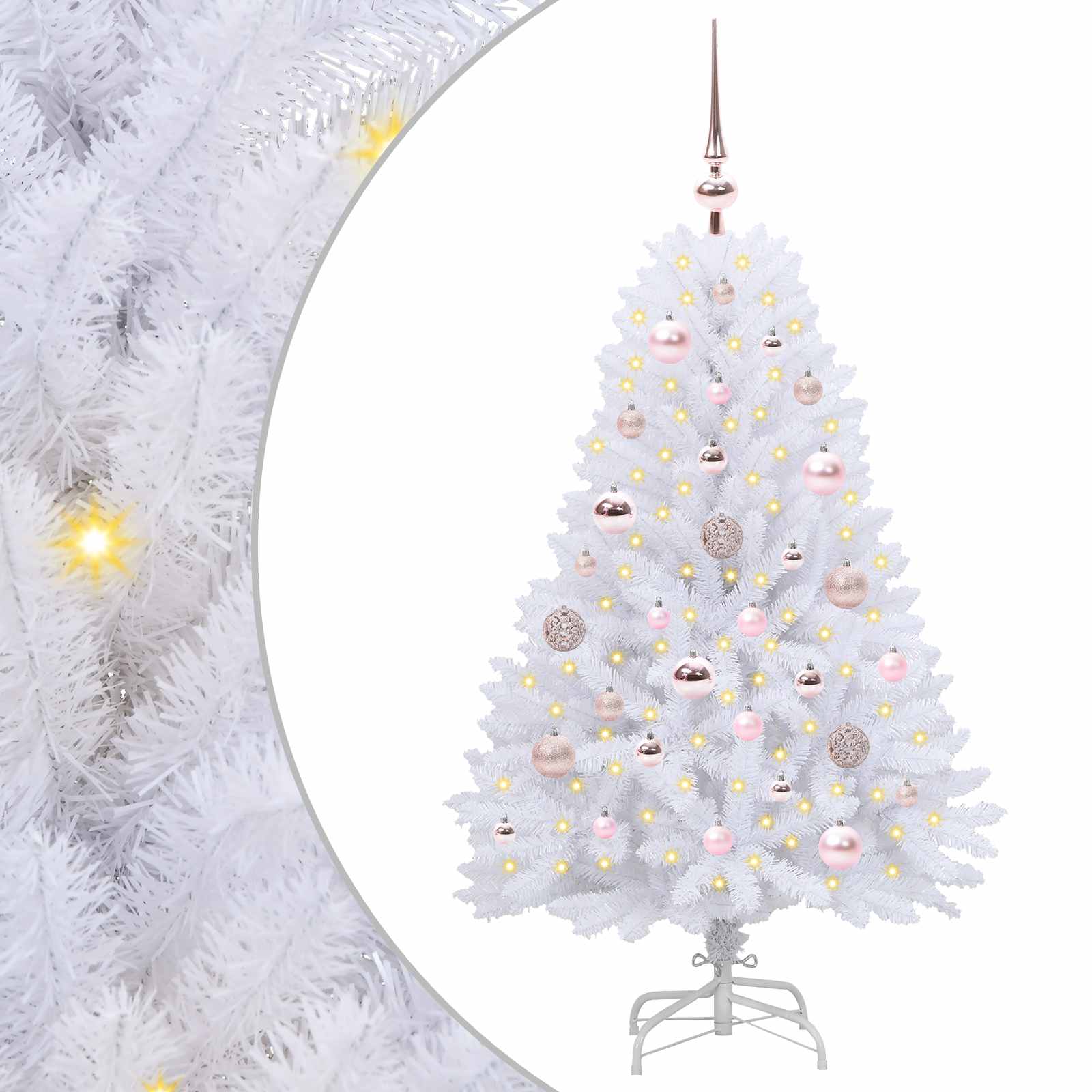 Mākslīgā saliekamā Ziemassvētku egle balta 120 cm PVC un tērauds