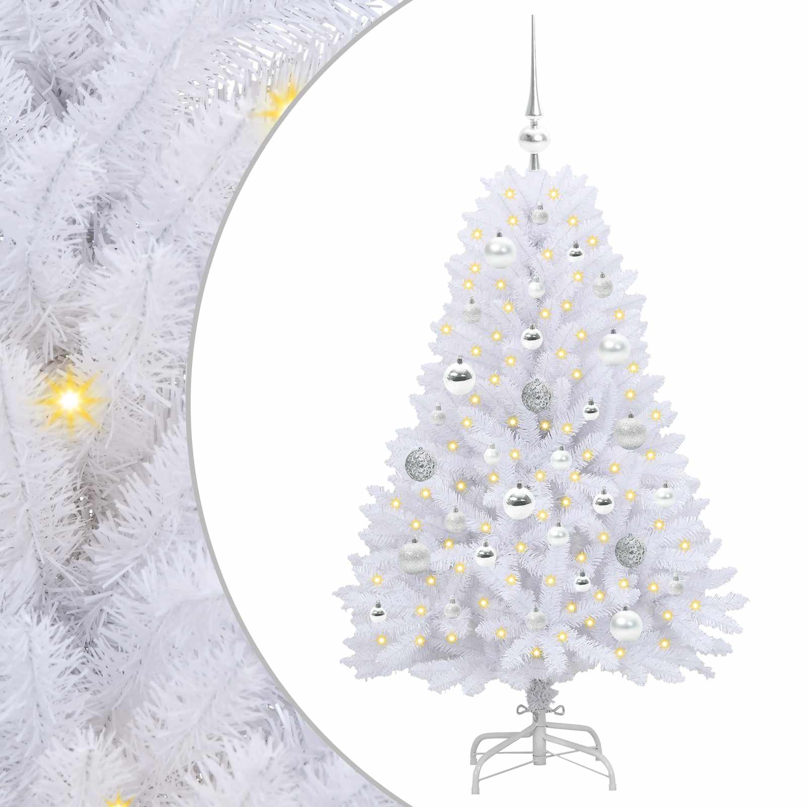Dirbtinė Sulankstoma Kalėdų Eglutė Balta 120 cm PVC ir plienas