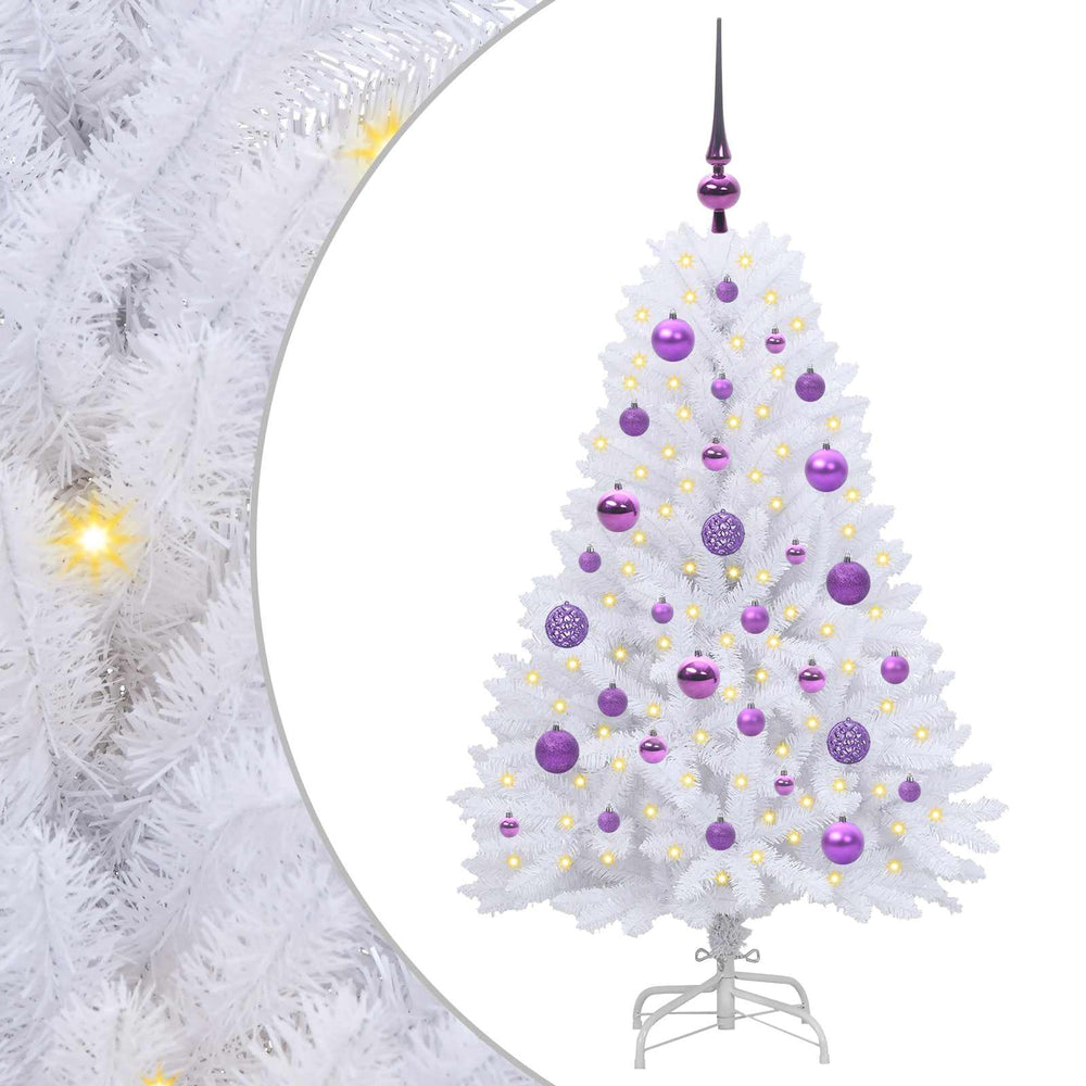 Dirbtinė Sulankstoma Kalėdų Eglutė Balta 120 cm PVC ir plienas