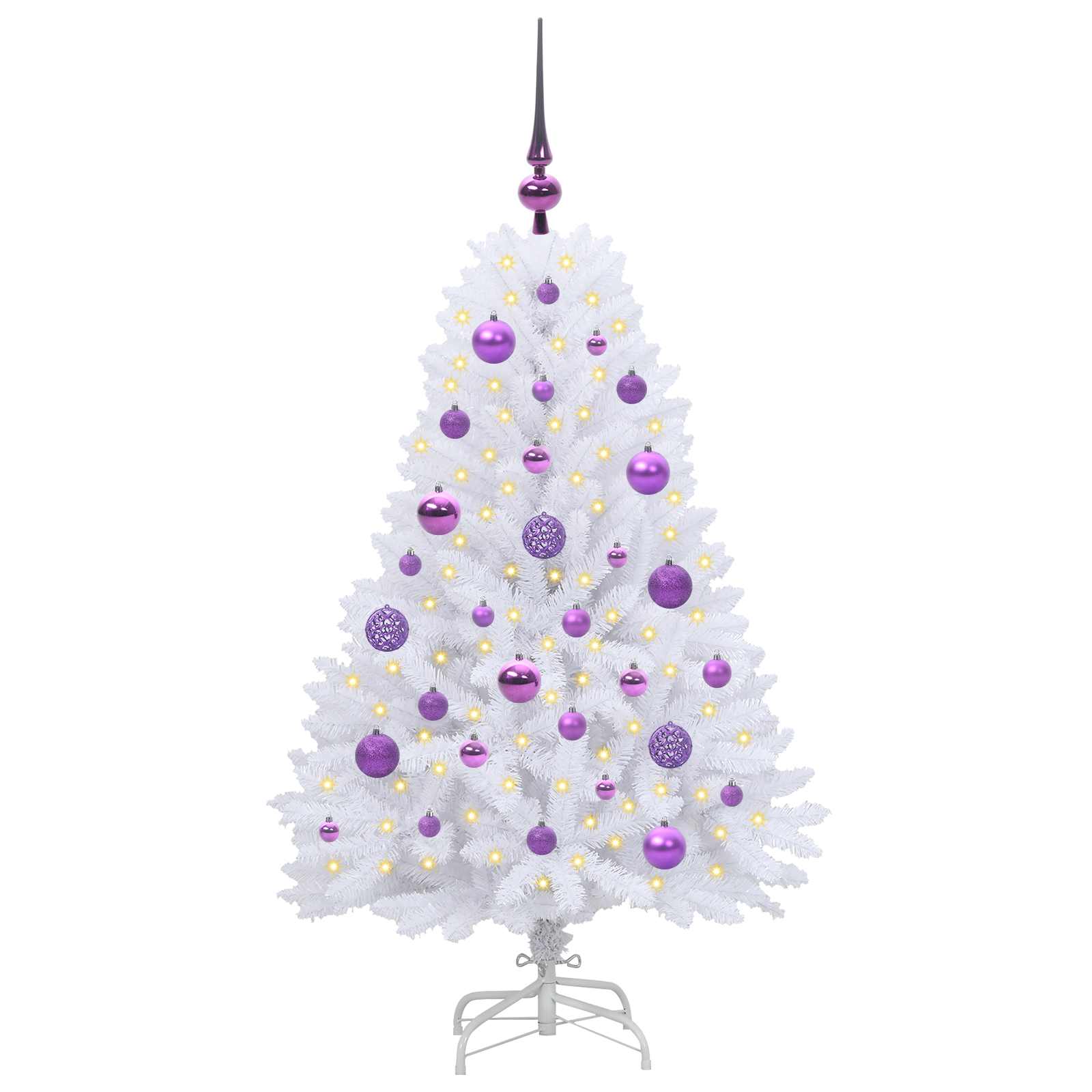 Mākslīgā saliekamā Ziemassvētku eglīte, balta, 120 cm, PVC un tērauds
