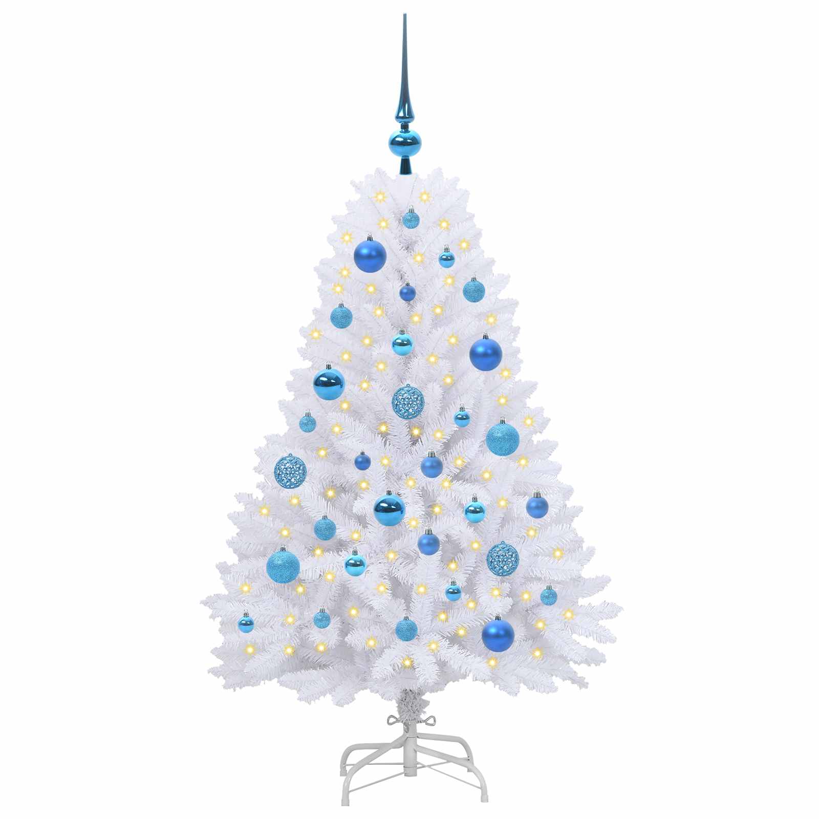 Mākslīgā saliekamā Ziemassvētku eglīte, balta, 120 cm, PVC un tērauds