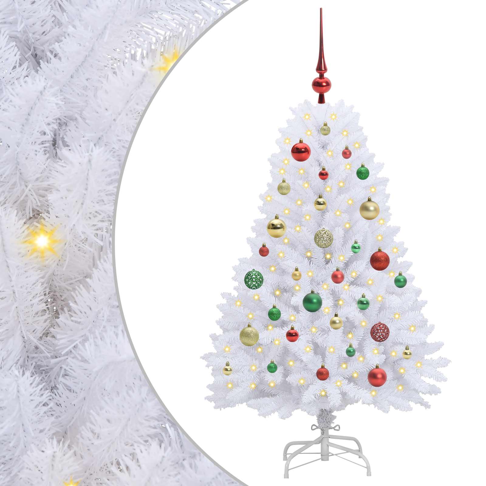 Mākslīgā saliekamā Ziemassvētku eglīte, balta, 120 cm, PVC un tērauds