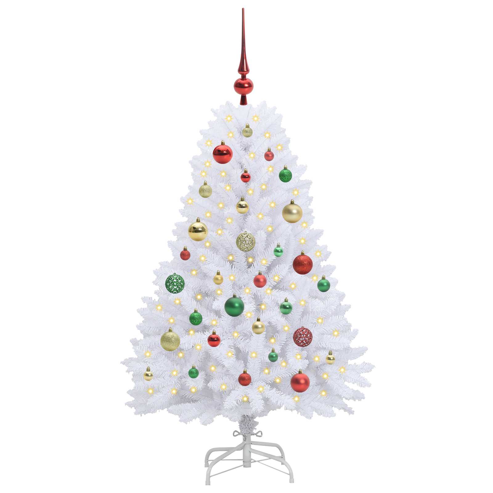 Mākslīgā saliekamā Ziemassvētku eglīte, balta, 120 cm, PVC un tērauds
