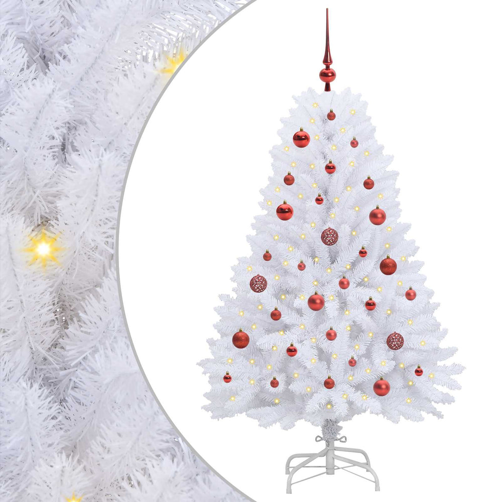 Dirbtinė Sulankstoma Kalėdų Eglutė Balta 150 cm PVC ir plienas