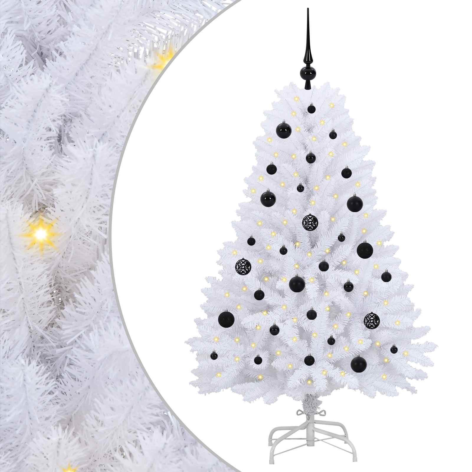 Mākslīgā saliekamā Ziemassvētku eglīte, balta, 150 cm, PVC un tērauds