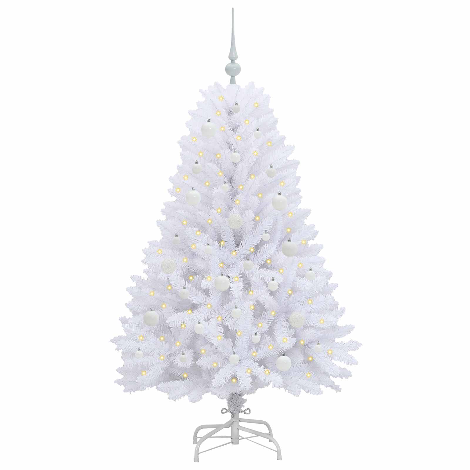 Mākslīgā saliekamā Ziemassvētku eglīte, balta, 150 cm, PVC un tērauds