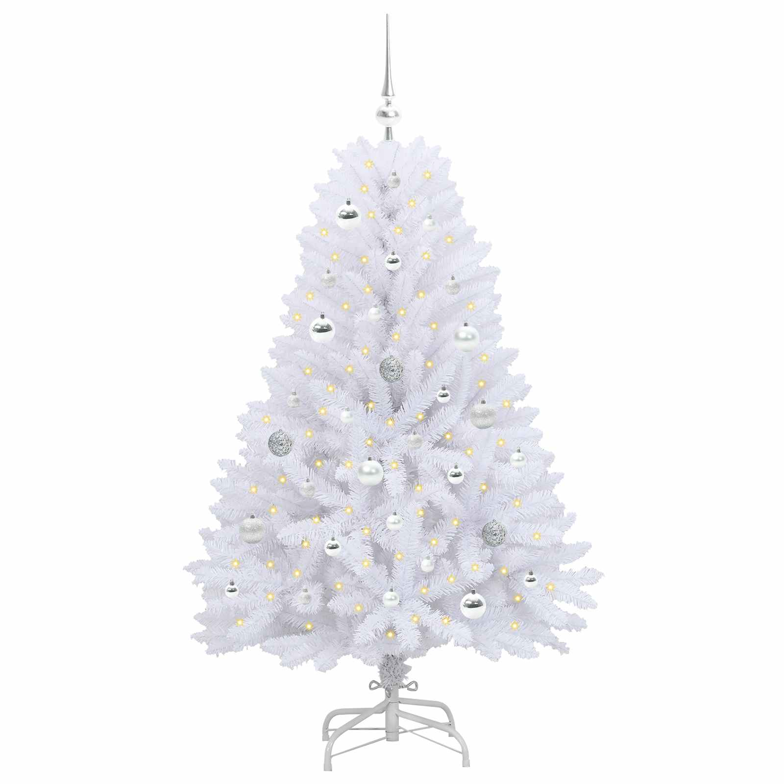 Mākslīgā saliekamā Ziemassvētku eglīte, balta, 150 cm, PVC un tērauds