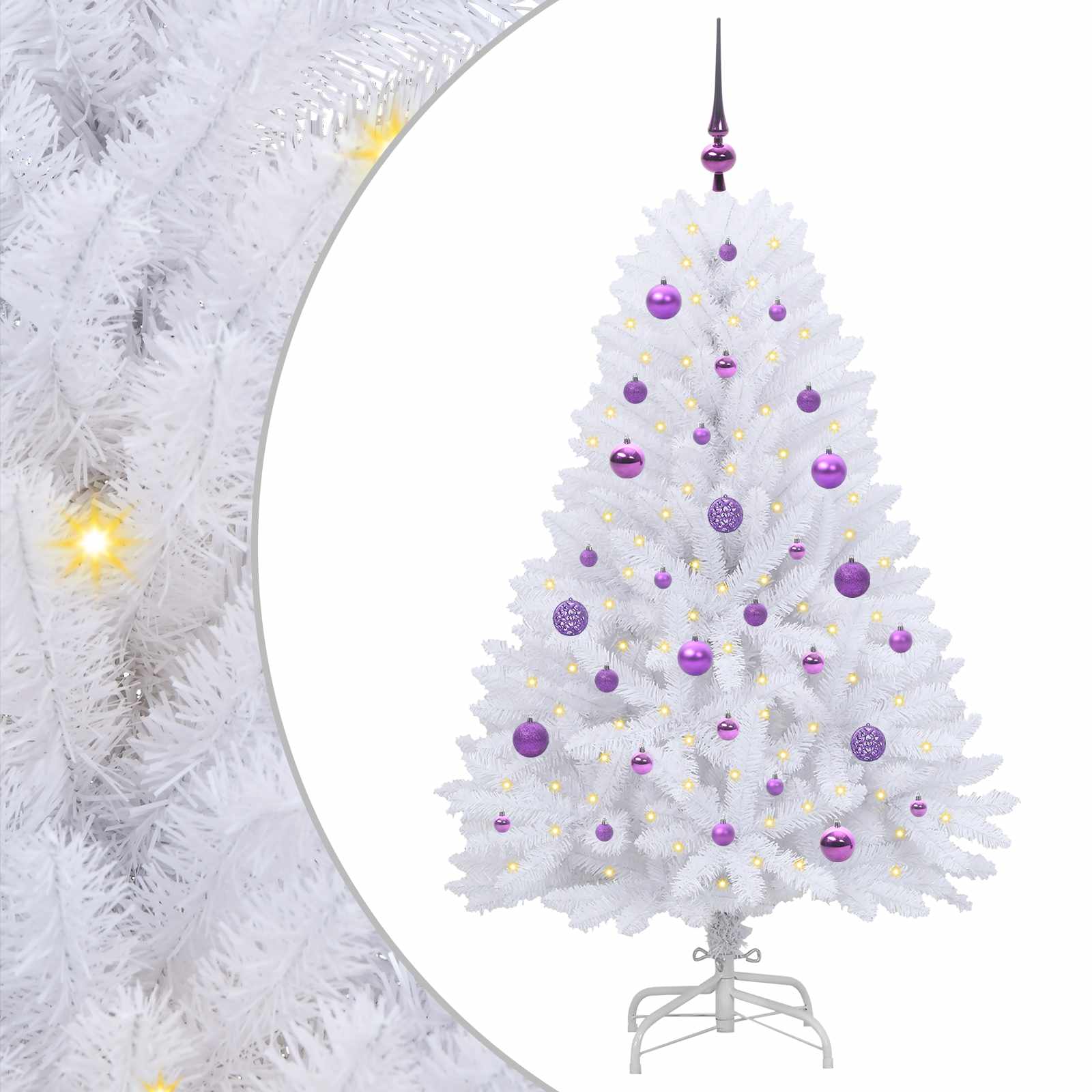 Dirbtinė Sulankstoma Kalėdų Eglutė Balta 150 cm PVC ir plienas