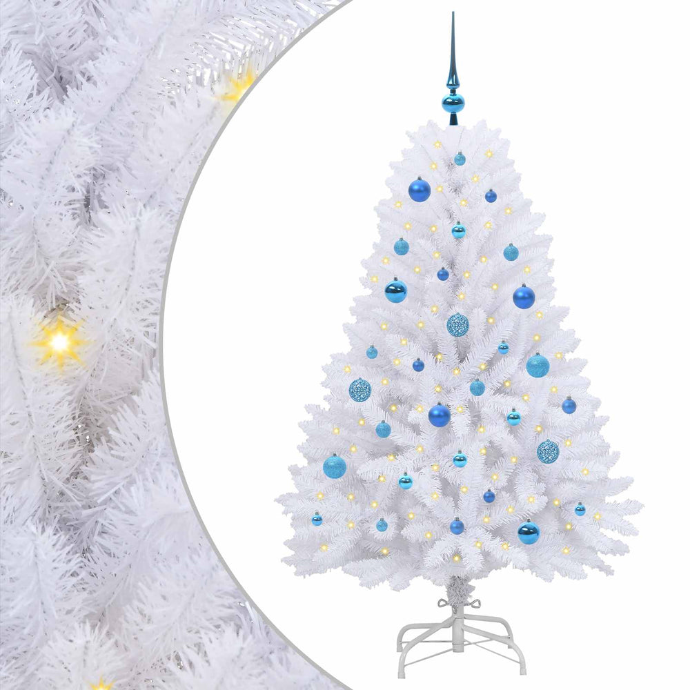 Dirbtinė Sulankstoma Kalėdų Eglutė Balta 150 cm PVC ir plienas