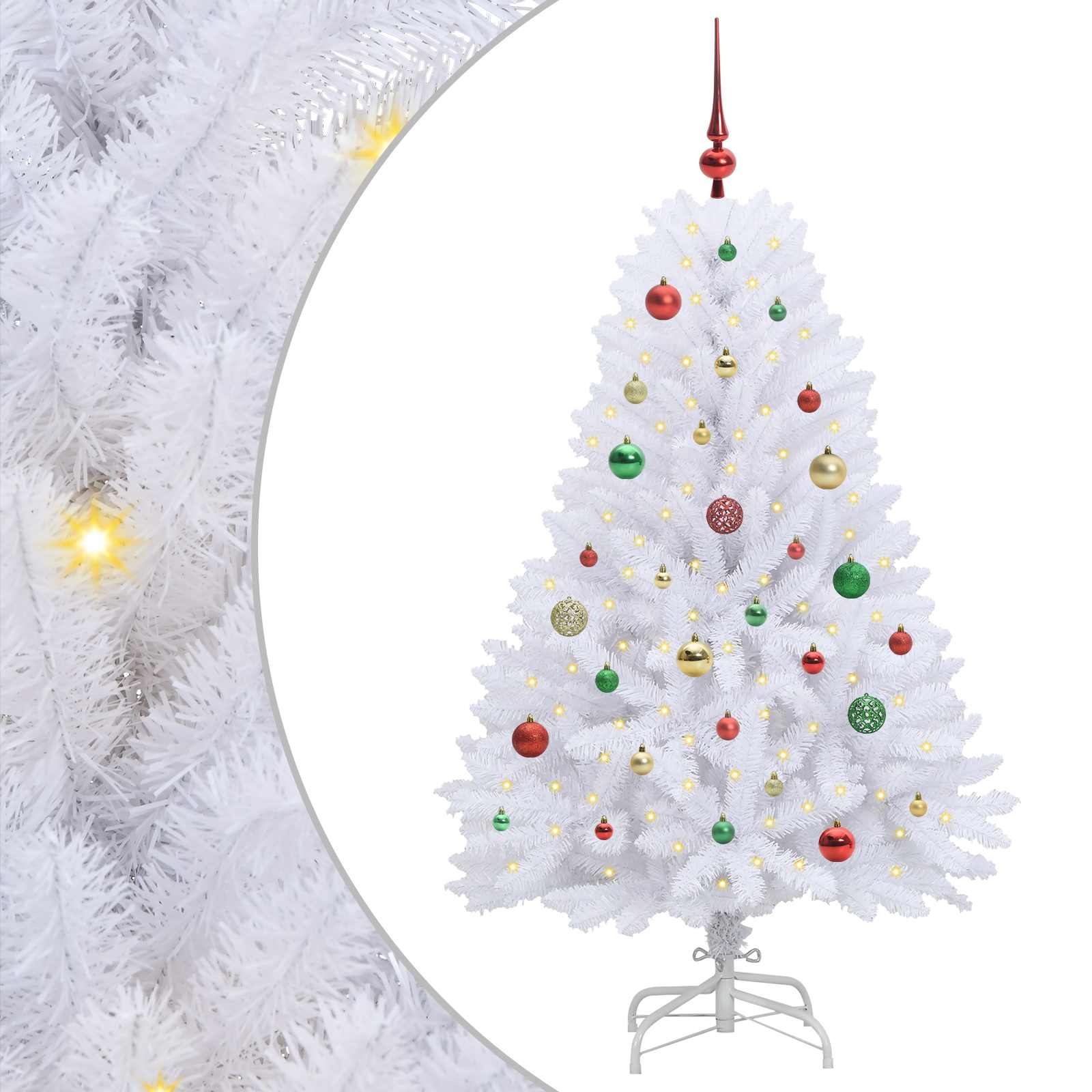 Dirbtinė Sulankstoma Kalėdų Eglutė Balta 150 cm PVC ir plienas