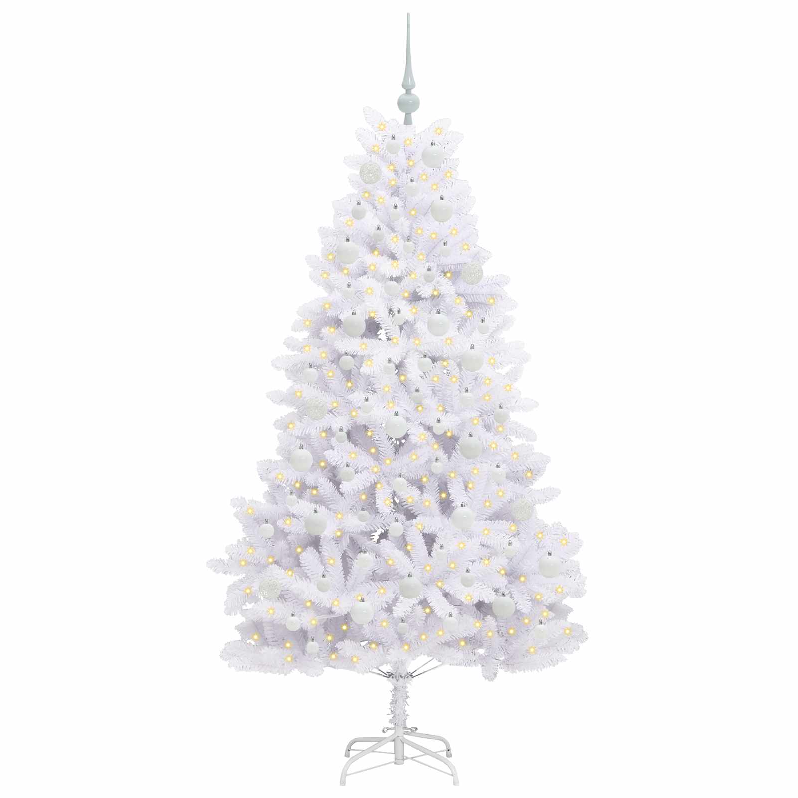 Mākslīgā saliekamā Ziemassvētku eglīte balta 180 cm PVC un tērauds