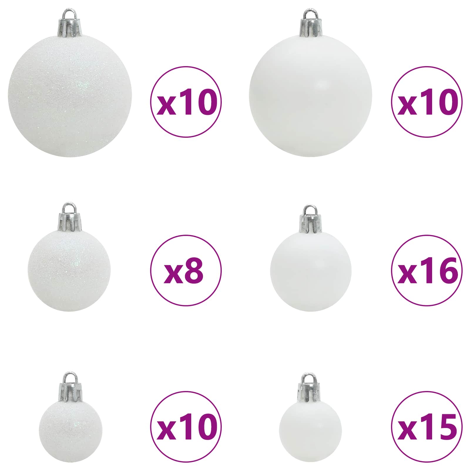 Mākslīgā saliekamā Ziemassvētku eglīte balta 180 cm PVC un tērauds