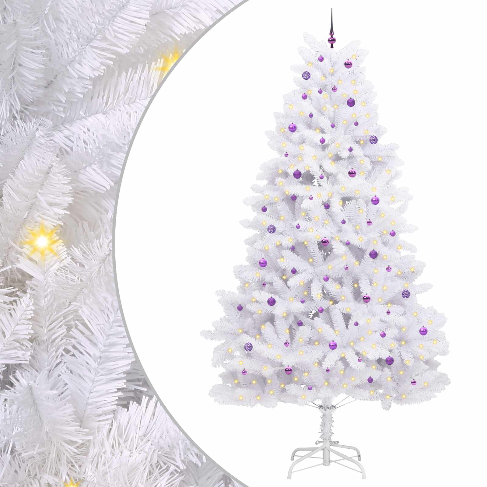 Mākslīgā salokāmā Ziemassvētku eglīte balta 300 cm PVC un tērauds