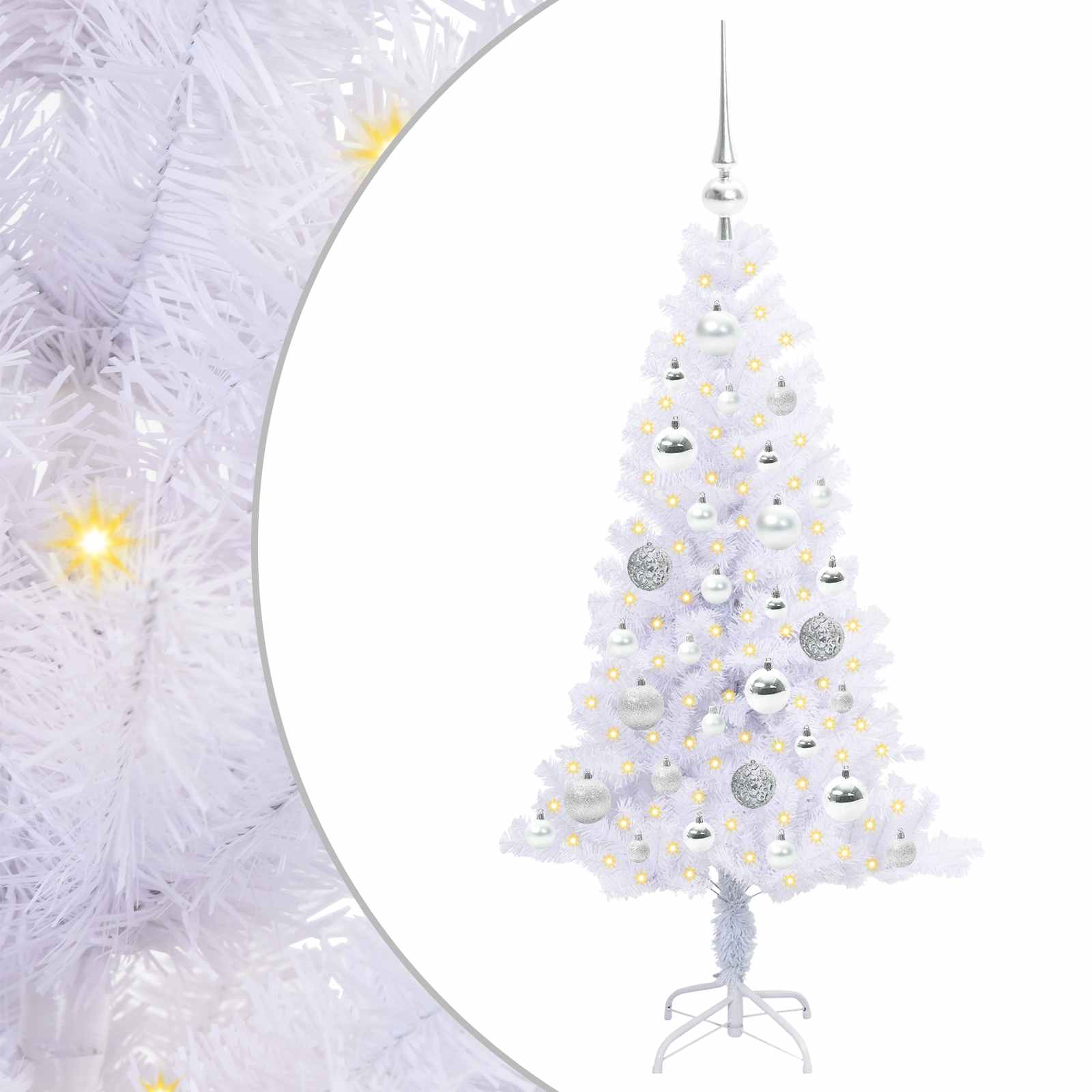 Mākslīgā Ziemassvētku eglīte ar 150 LED balta 120 cm PVC un tērauds