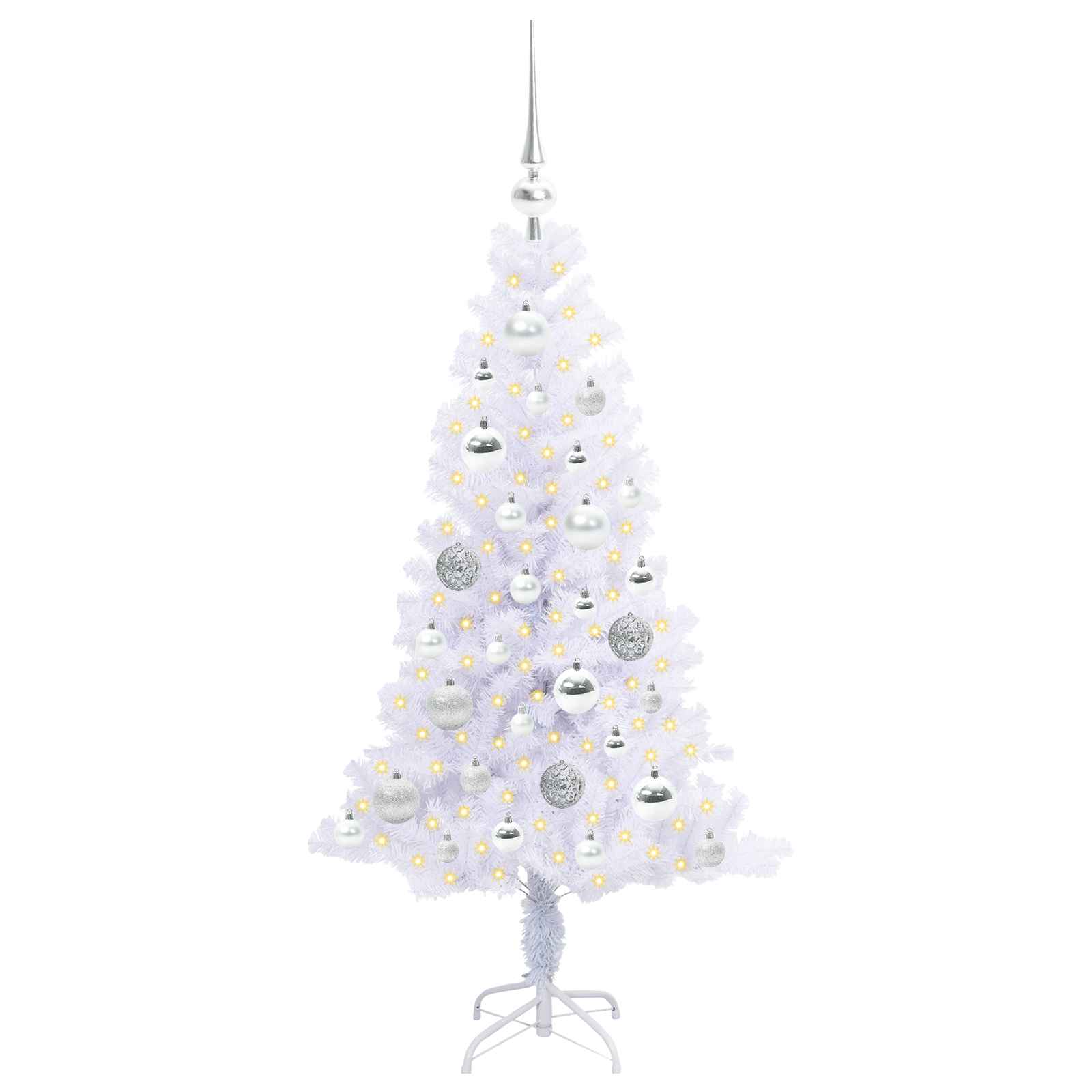 Mākslīgā Ziemassvētku eglīte ar 150 LED balta 120 cm PVC un tērauds