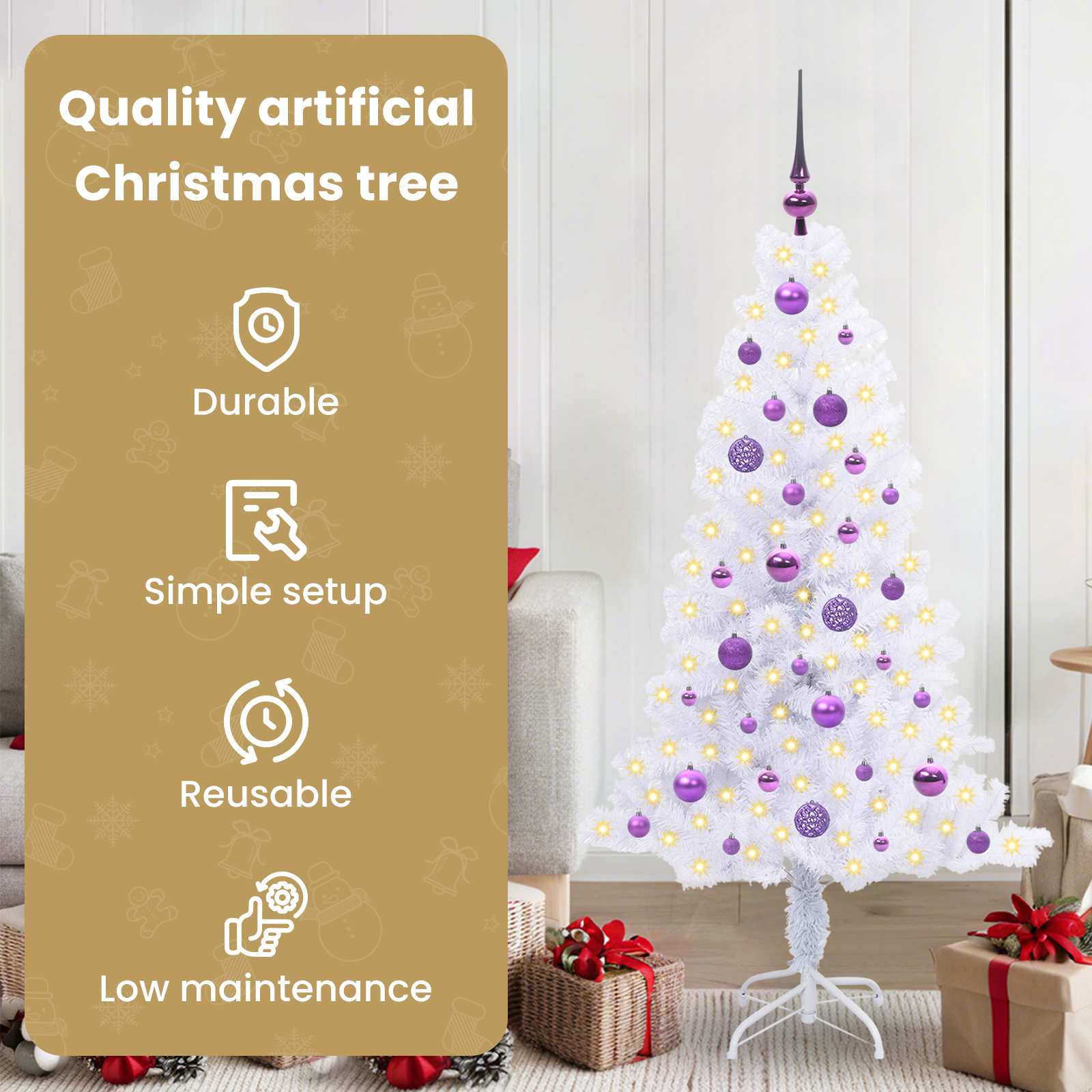 Mākslīgā Ziemassvētku eglīte SNOW GROVE, ar 150 LED Baltas 150 gab.