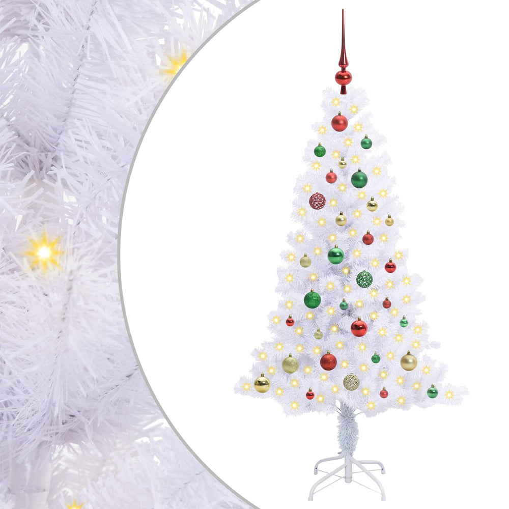 Artificial Christmas Tree with 150 LED White 150 cm PVC and Steel