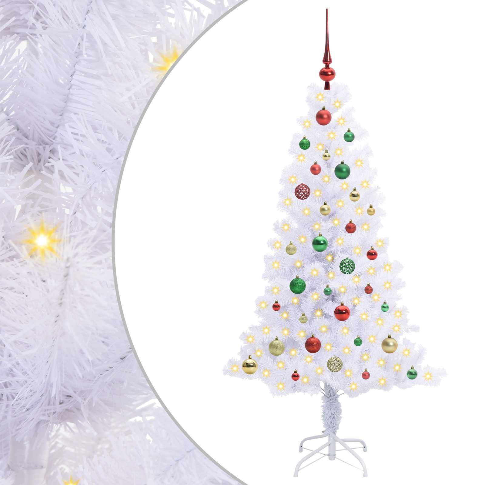Dirbtinė Kalėdų eglutė su 150 LED Balta 150 cm PVC ir plienas