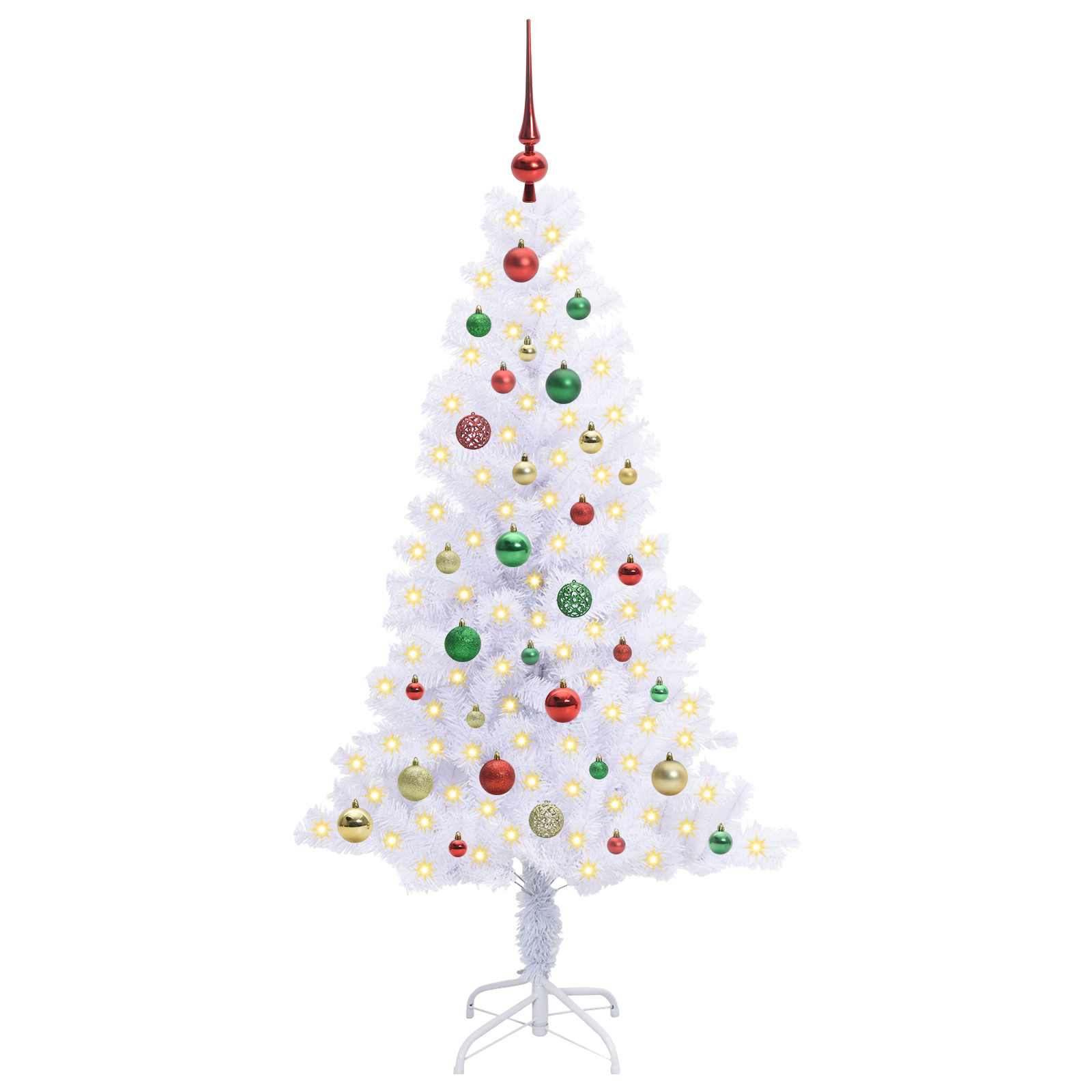 Dirbtinė Kalėdų eglutė su 150 LED Balta 150 cm PVC ir plienas