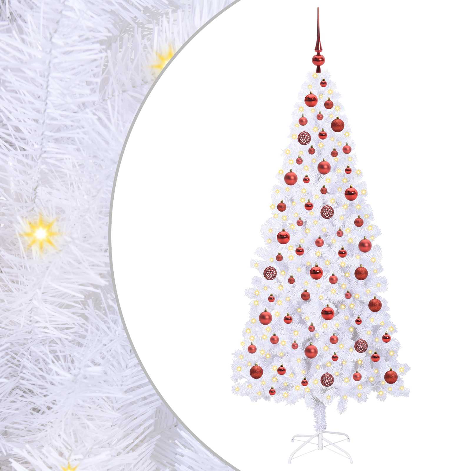 Dirbtinė Kalėdų eglutė su 300 LED Balta 180 cm PVC ir Plienas